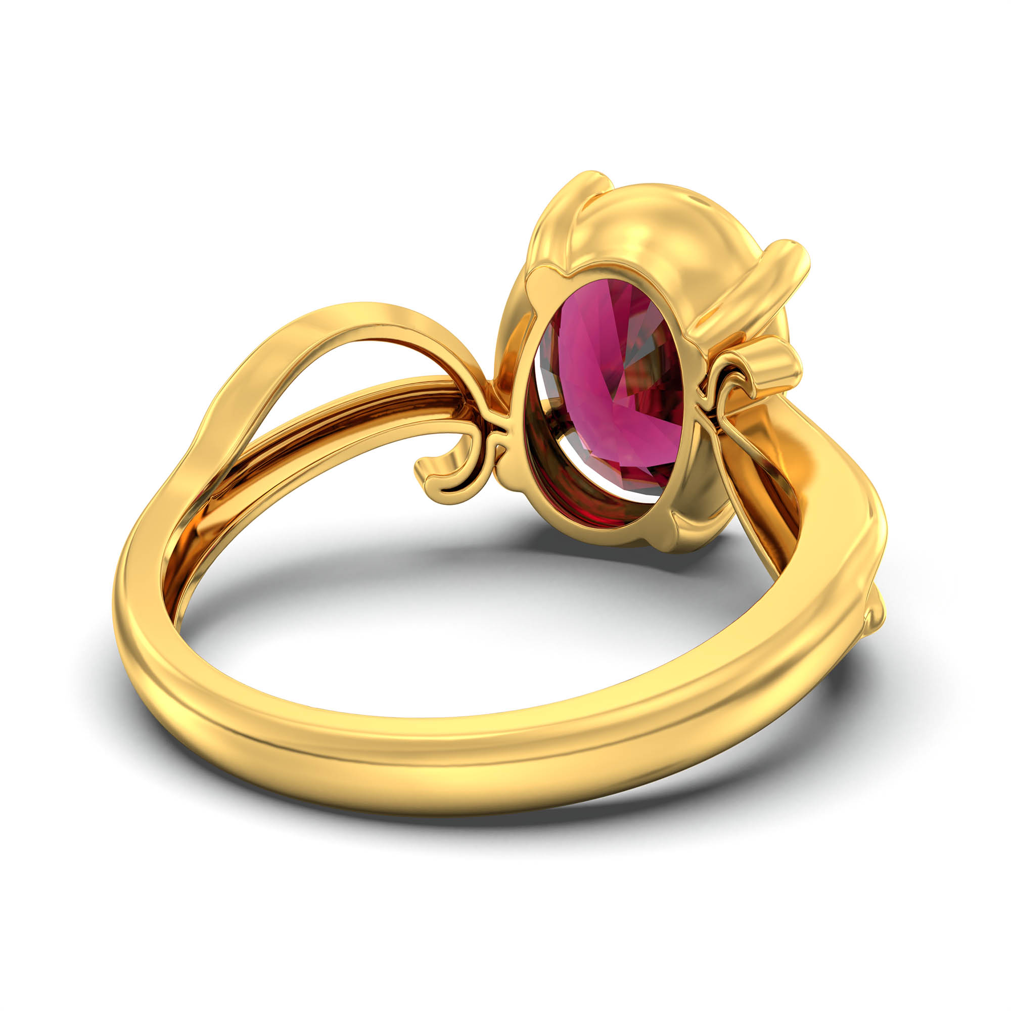 Ruby (Manik) Ring for Women in 22K Yellow Gold – Oval 11x8 mm, Prong Setting, 4 g (Design K14-9) thumbnail