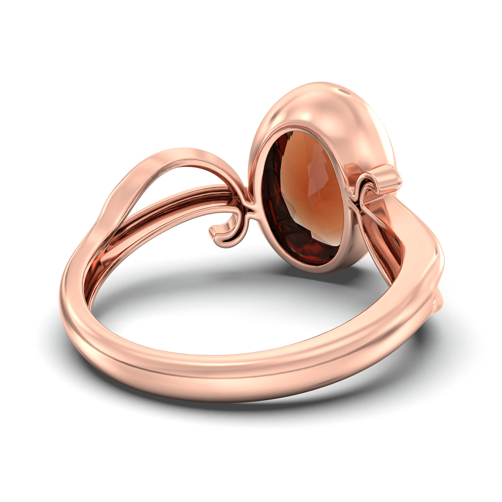 Hessonite (Gomed) Ring for Women in 18K Rose Gold – Oval 11x8 mm, Bezel Setting, 4 g (Design K14-9) thumbnail