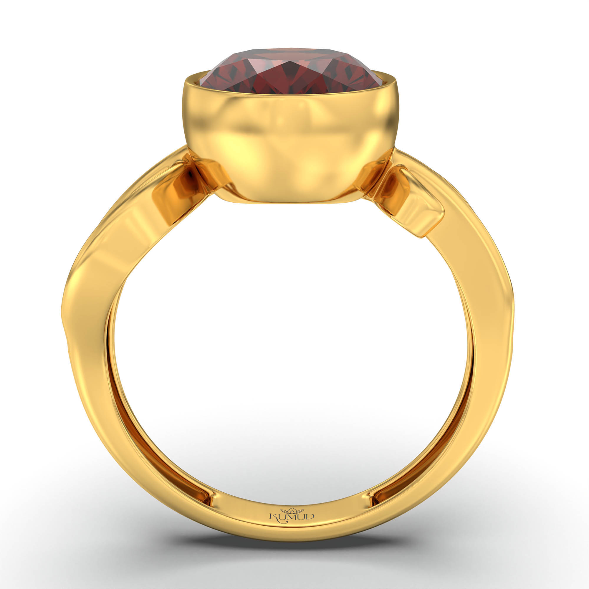 Hessonite (Gomed) Ring for Women in 22K Yellow Gold – Oval 11x8 mm, Bezel Setting, 4 g (Design K14-9) thumbnail