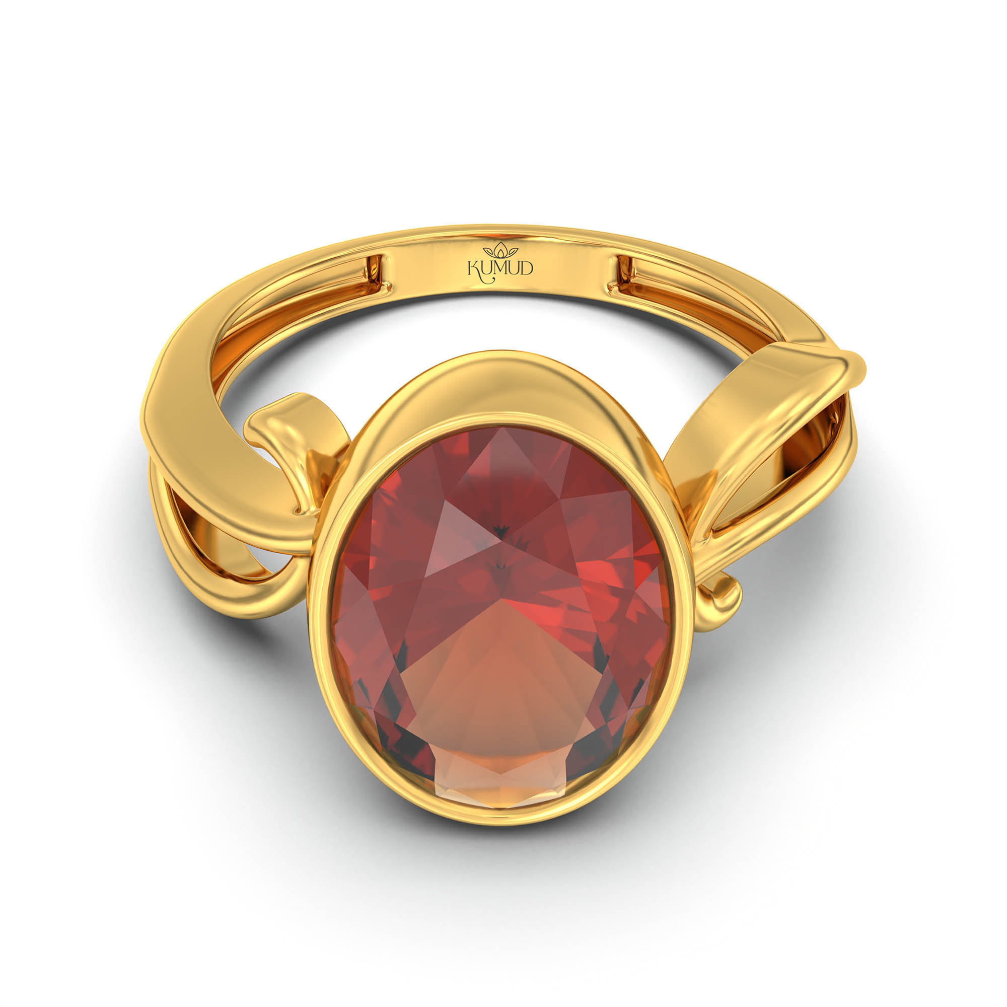 Hessonite (Gomed) Ring for Women in 22K Yellow Gold – Oval 11x8 mm, Bezel Setting, 4 g (Design K14-9) thumbnail