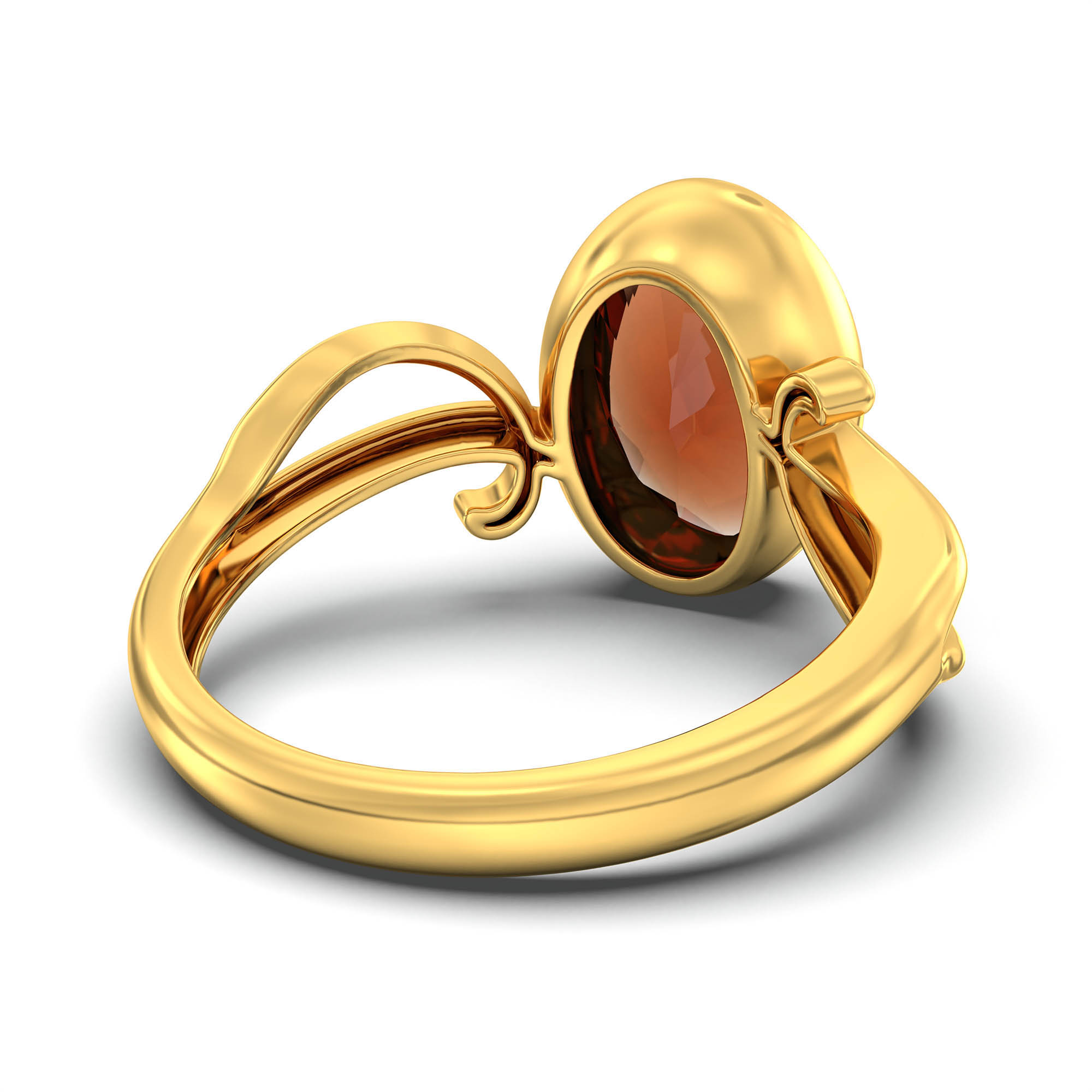 Hessonite (Gomed) Ring for Women in 22K Yellow Gold – Oval 11x8 mm, Bezel Setting, 4 g (Design K14-9) thumbnail