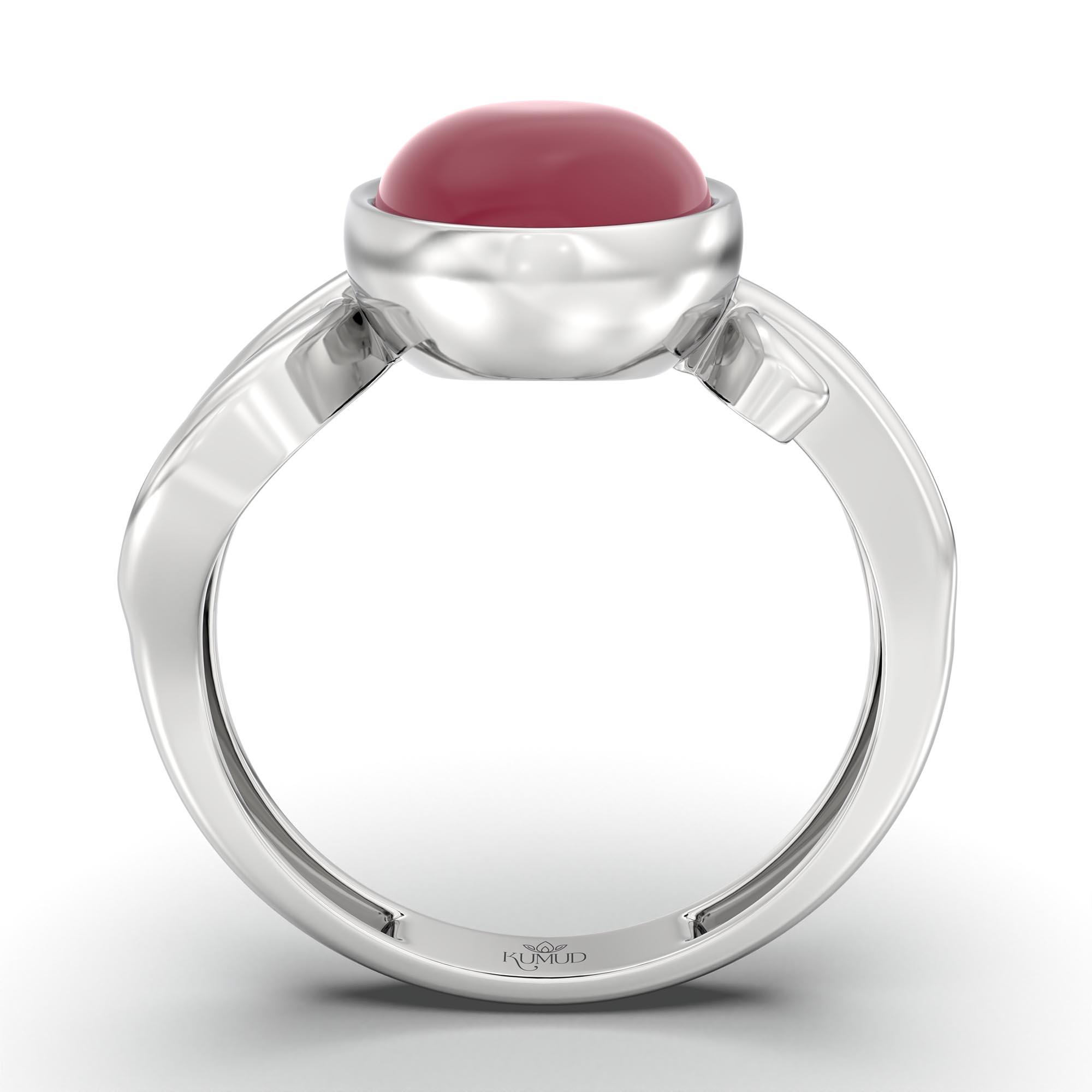 Ruby (Manik) Ring for Women in 925 Sterling Silver – Oval Cabochon 11x8 mm, Bezel Setting, 4 g (Design K14-9) thumbnail