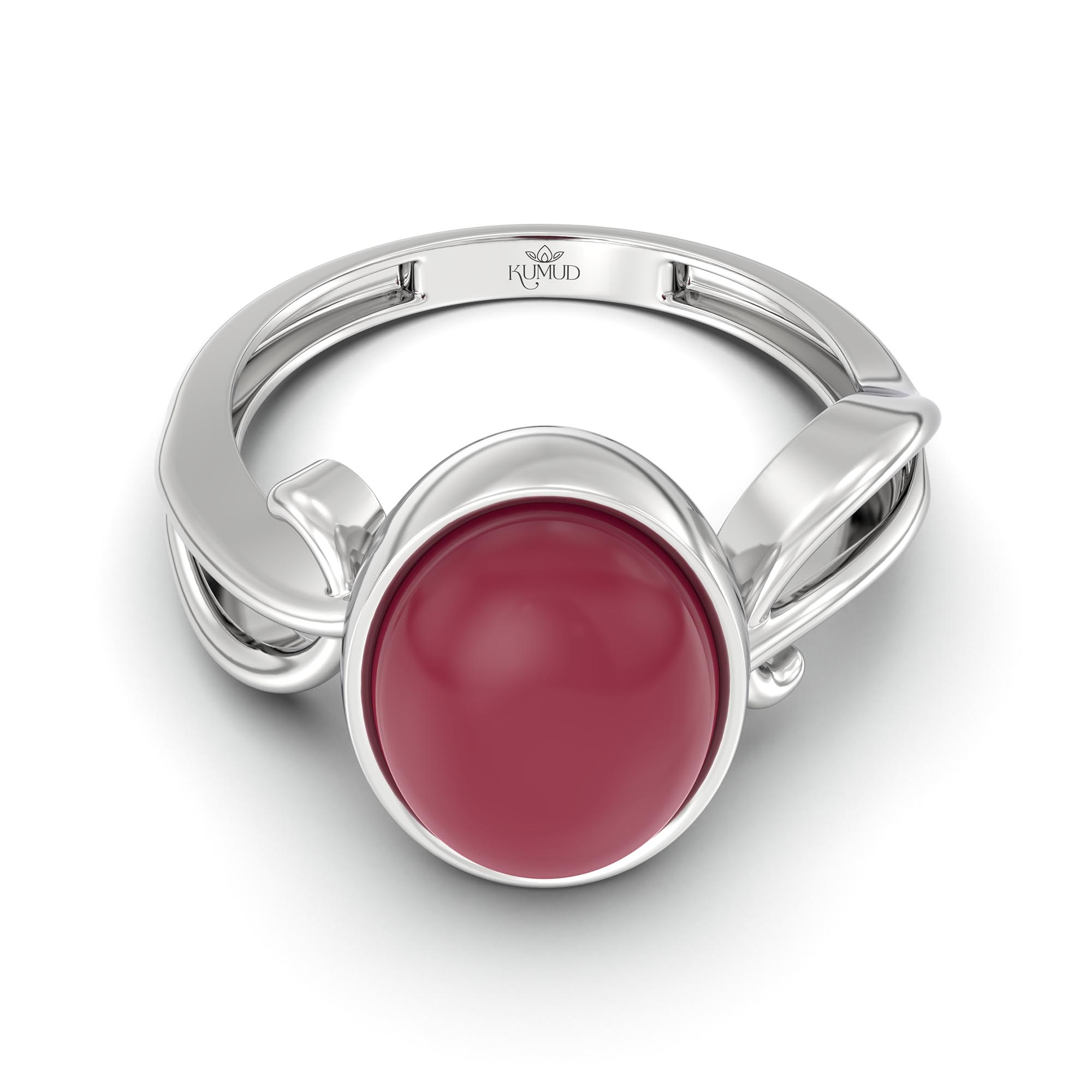 Ruby (Manik) Ring for Women in 925 Sterling Silver – Oval Cabochon 11x8 mm, Bezel Setting, 4 g (Design K14-9) thumbnail