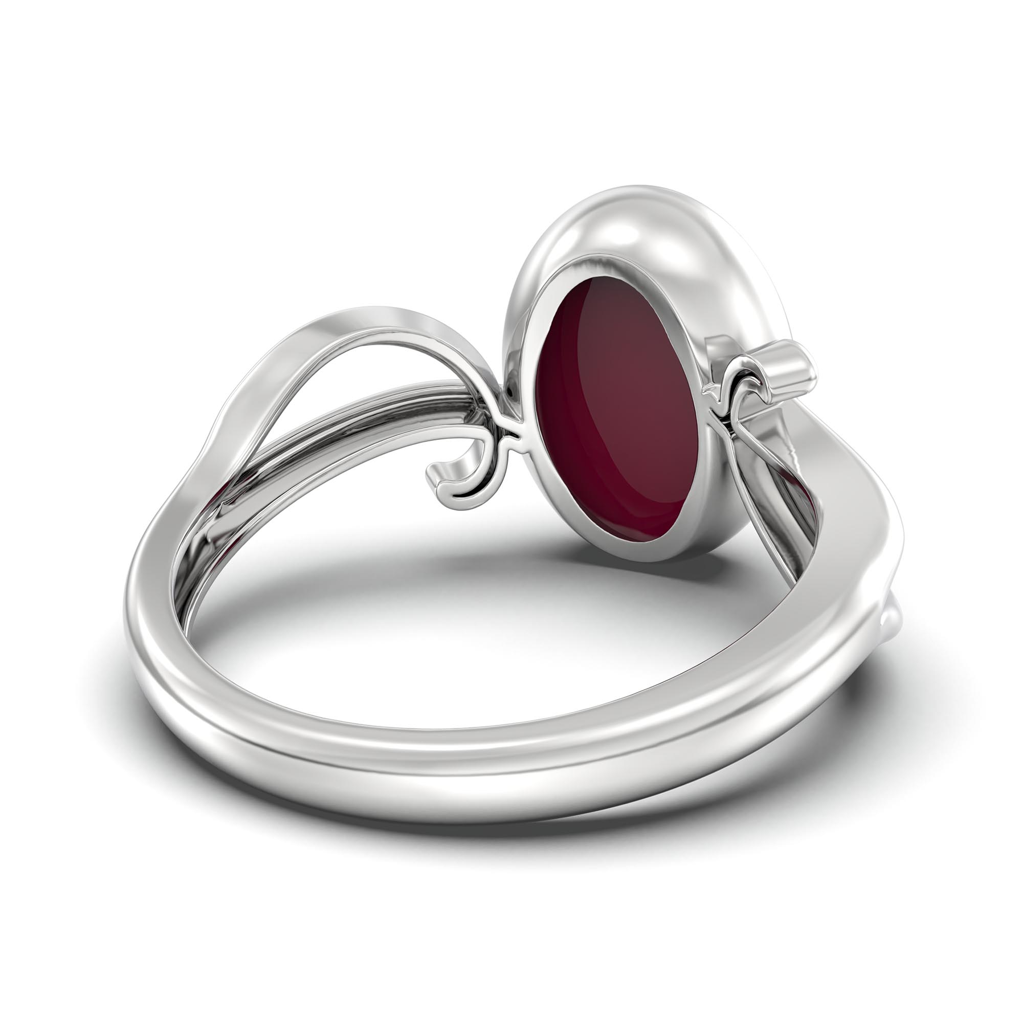 Ruby (Manik) Ring for Women in 925 Sterling Silver – Oval Cabochon 11x8 mm, Bezel Setting, 4 g (Design K14-9) thumbnail
