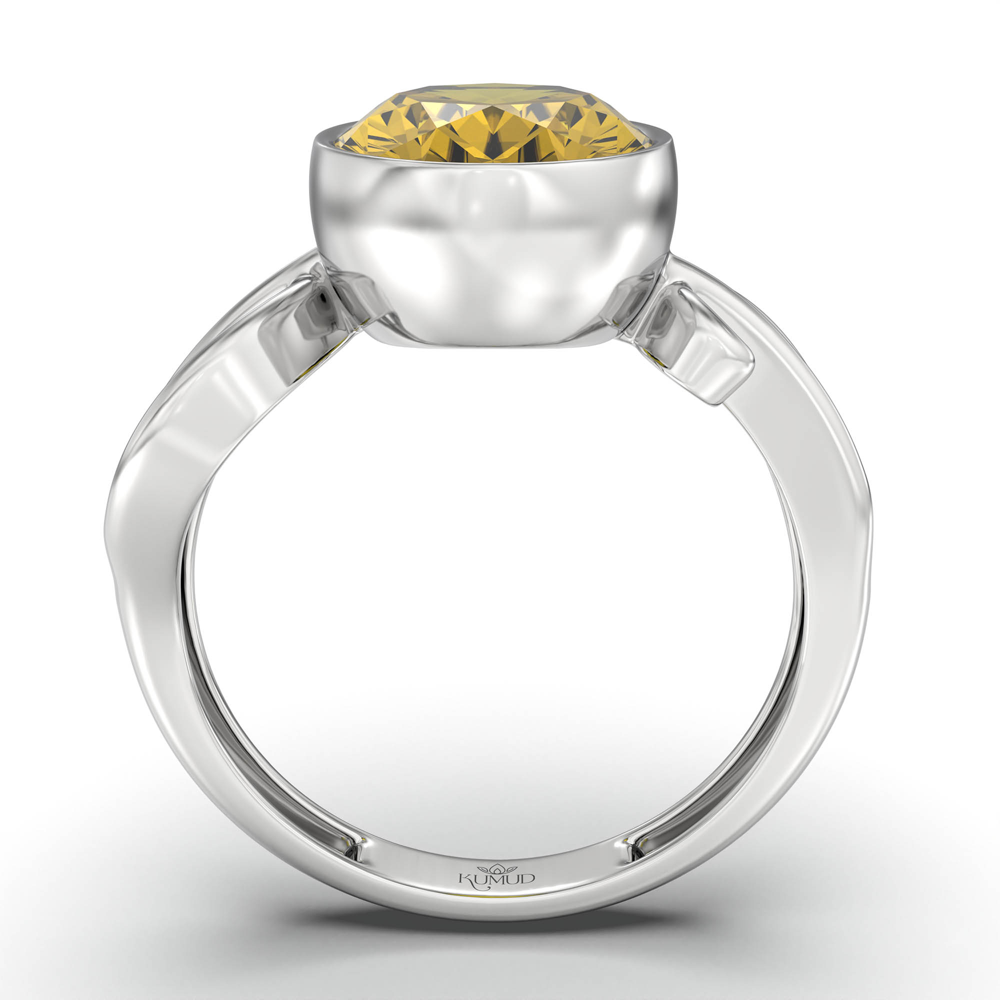 Yellow Sapphire (Pukhraj) Ring for Women in 925 Sterling Silver – Oval 11x8 mm, Bezel Setting, 4 g (Design K14-9) thumbnail