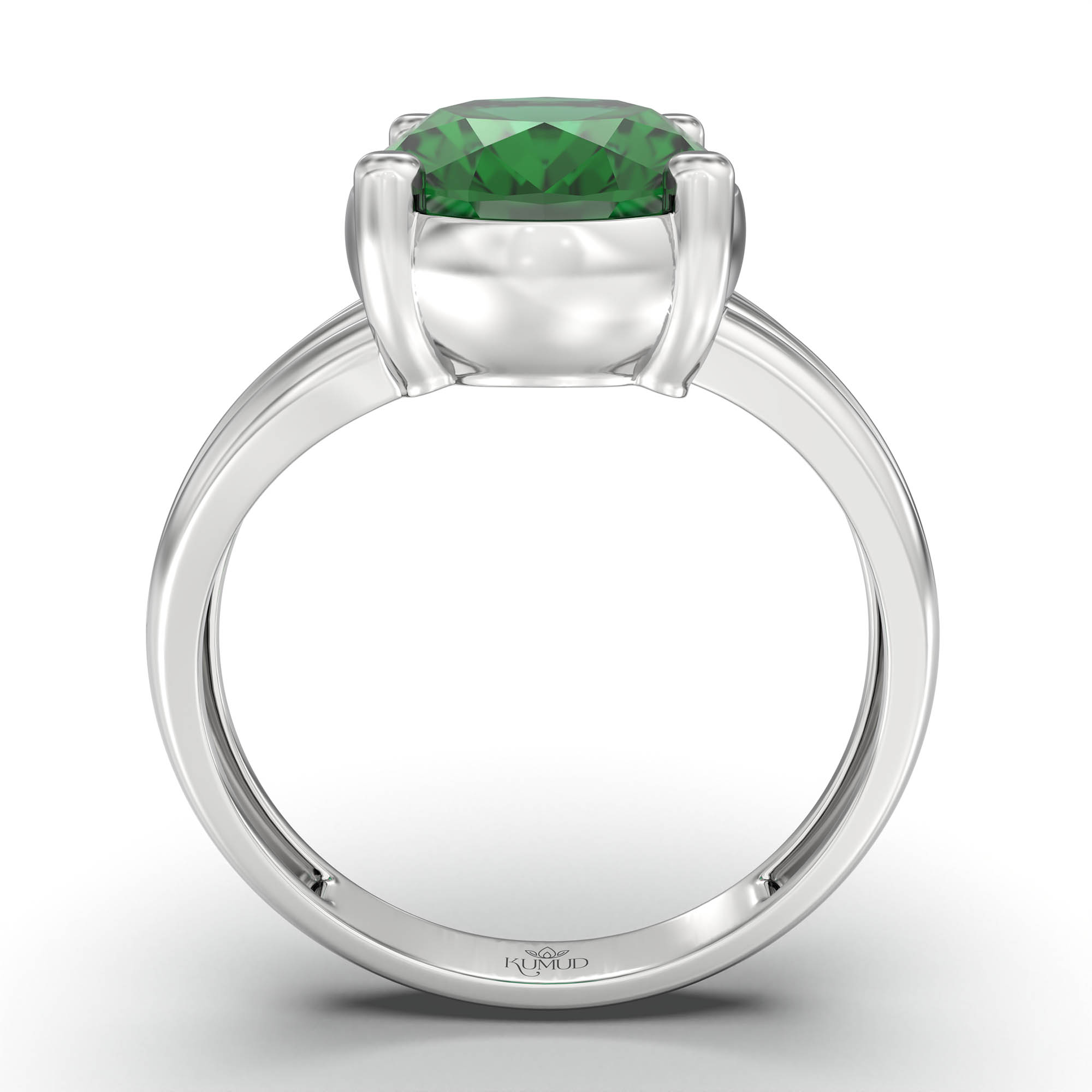 Emerald (Panna) Ring for Women in 925 Sterling Silver – Oval 11x8 mm, Prong Setting, 4 g (Design K14-10) thumbnail