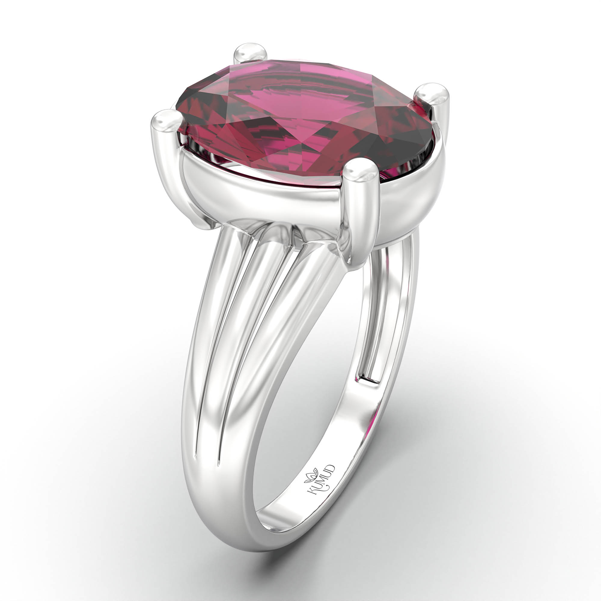 Ruby (Manik) Ring for Women in 925 Sterling Silver – Oval 11x8 mm, Prong Setting, 4 g (Design K14-10) thumbnail