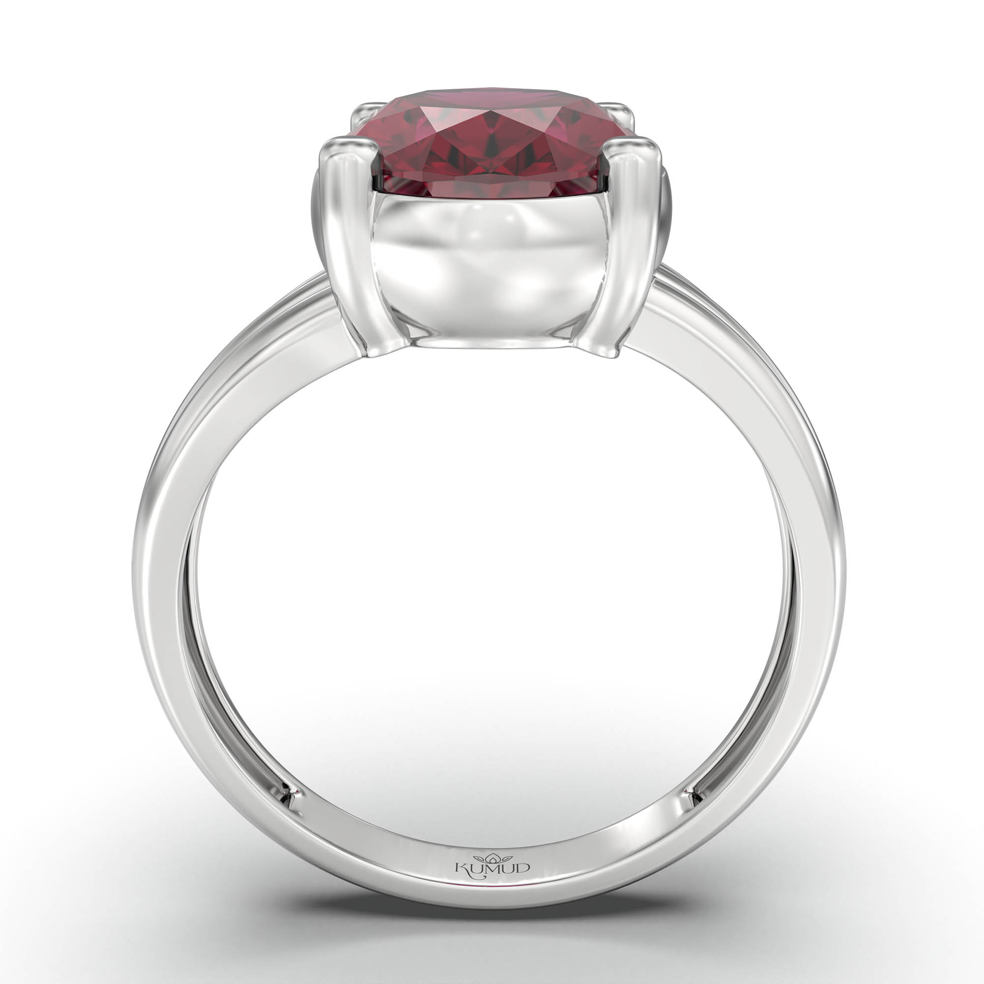 Ruby (Manik) Ring for Women in 925 Sterling Silver – Oval 11x8 mm, Prong Setting, 4 g (Design K14-10) thumbnail