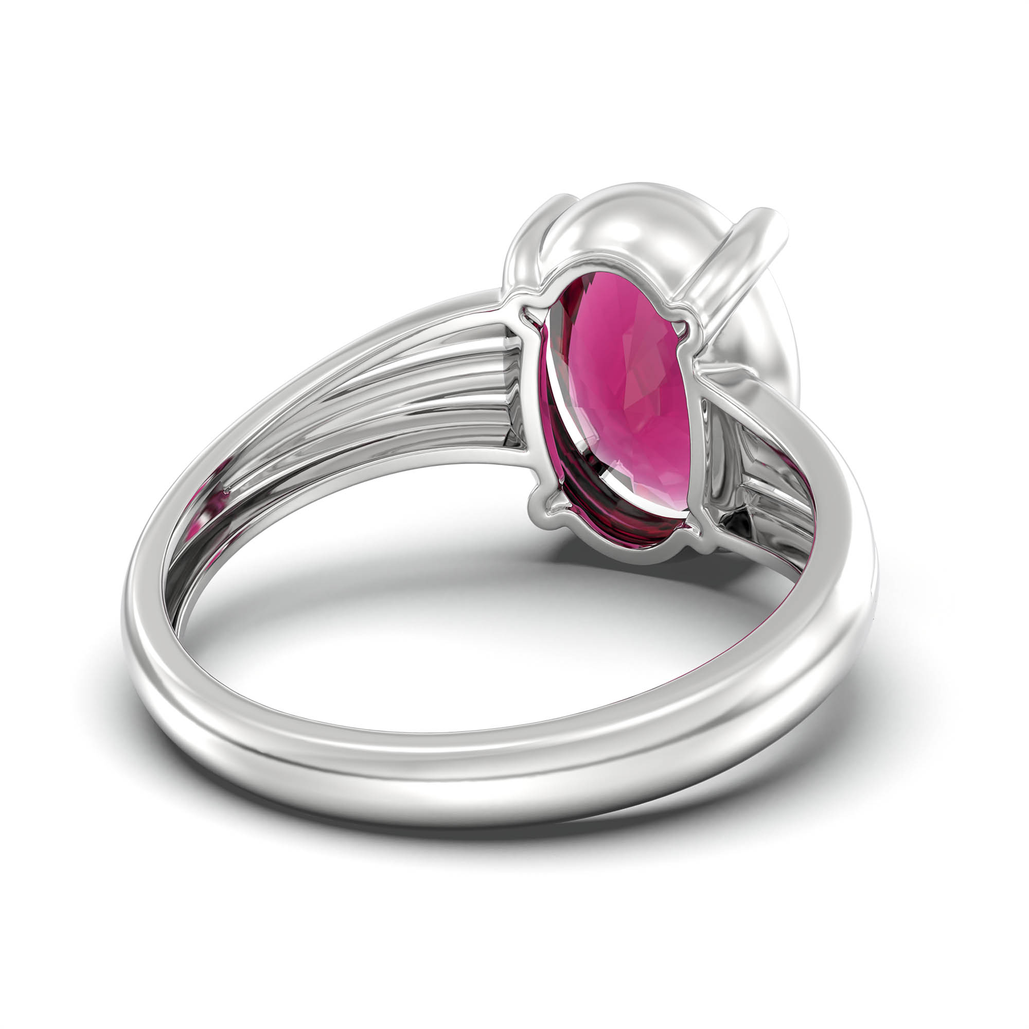 Ruby (Manik) Ring for Women in 925 Sterling Silver – Oval 11x8 mm, Prong Setting, 4 g (Design K14-10) thumbnail