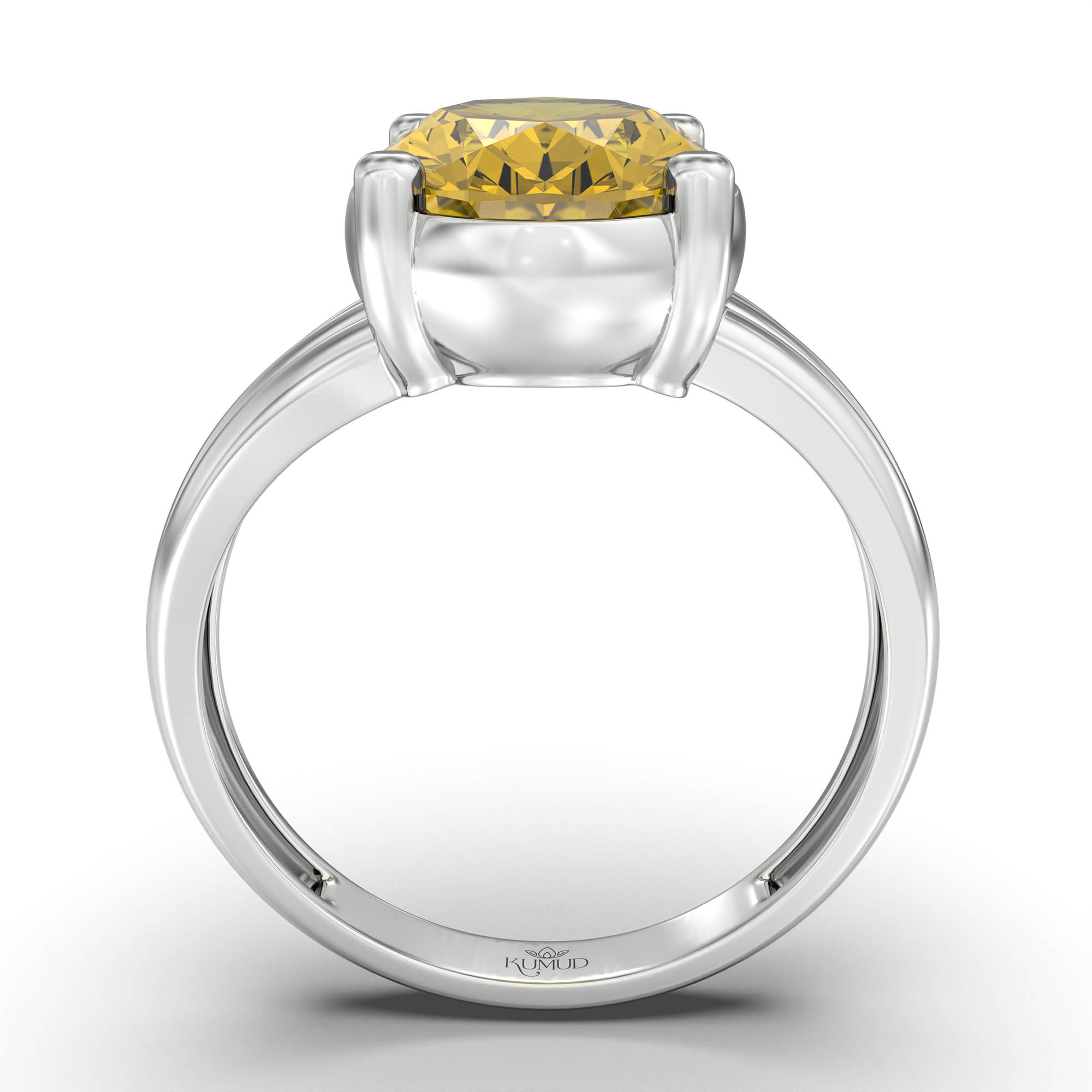 Yellow Sapphire (Pukhraj) Ring for Women in 925 Sterling Silver – Oval 11x8 mm, Prong Setting, 4 g (Design K14-10) thumbnail