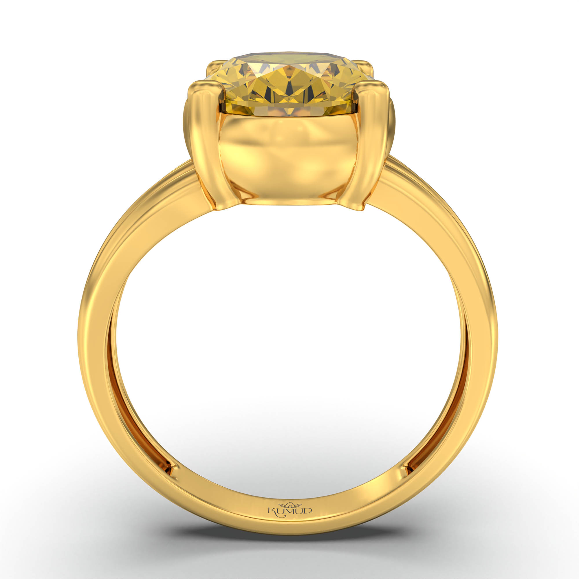 Yellow Sapphire (Pukhraj) Ring for Women in 22K Yellow Gold – Oval 11x8 mm, Prong Setting, 4 g (Design K14-10) thumbnail