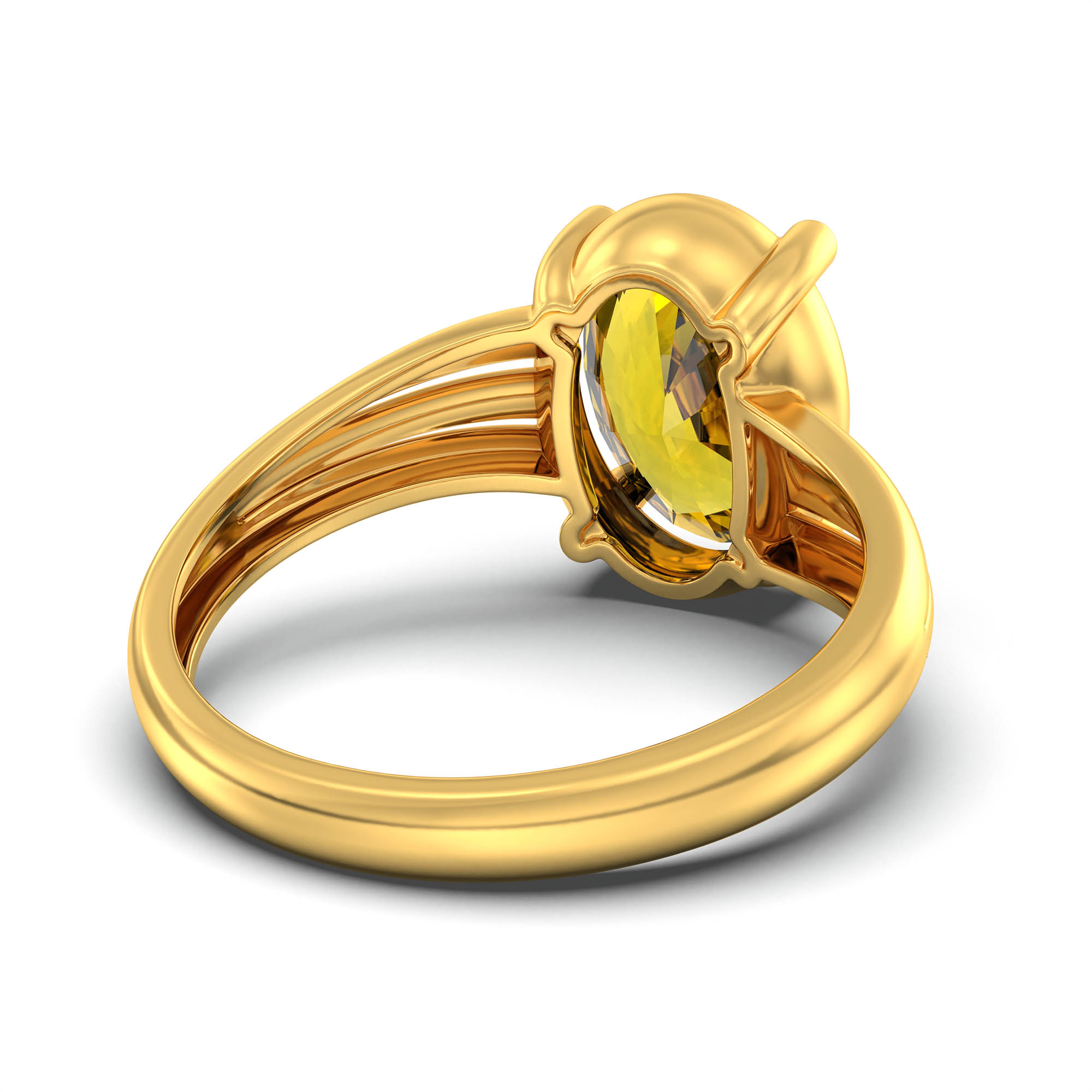 Yellow Sapphire (Pukhraj) Ring for Women in 22K Yellow Gold – Oval 11x8 mm, Prong Setting, 4 g (Design K14-10) thumbnail
