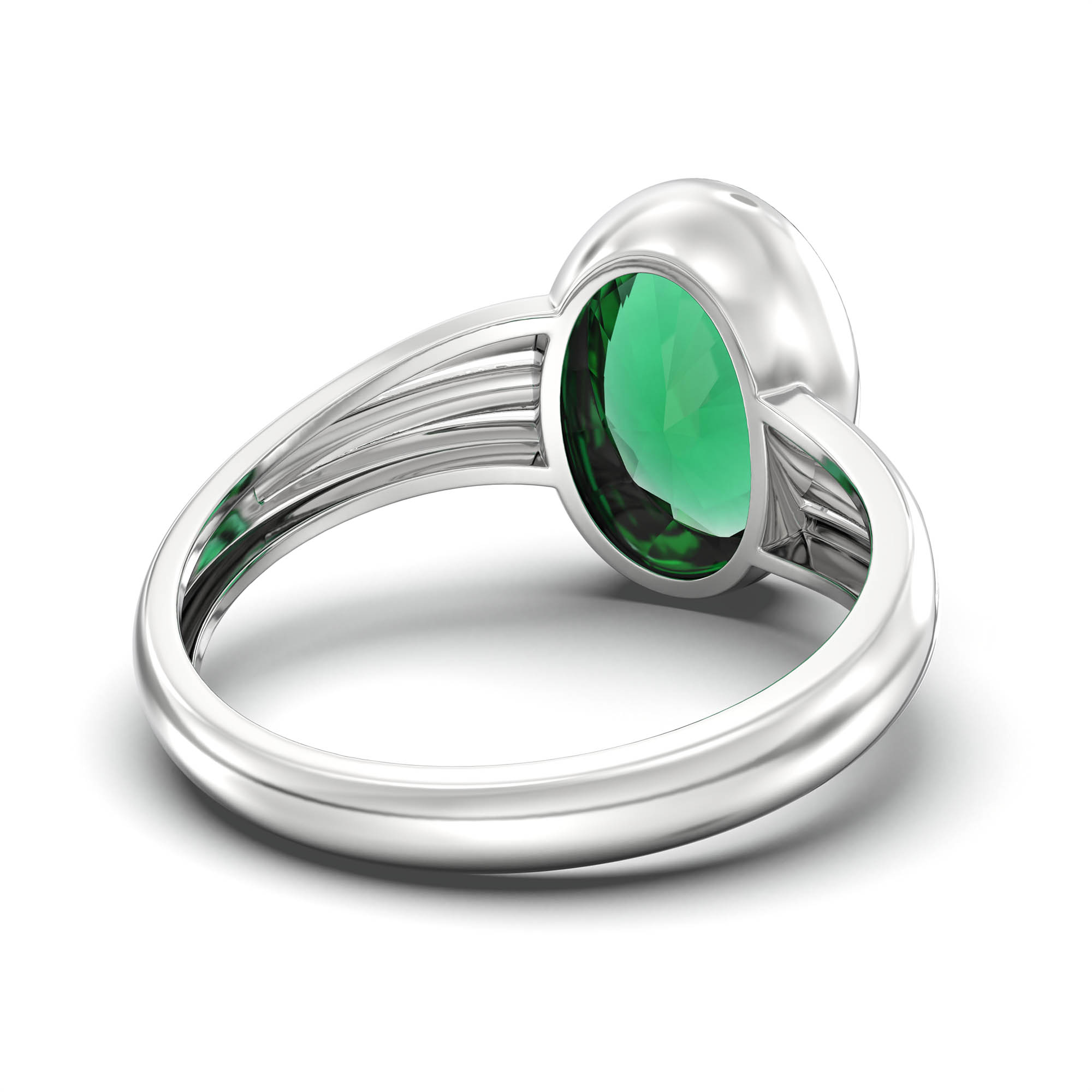 Emerald (Panna) Ring for Women in 925 Sterling Silver – Oval 11x8 mm, Bezel Setting, 4 g (Design K14-10) thumbnail