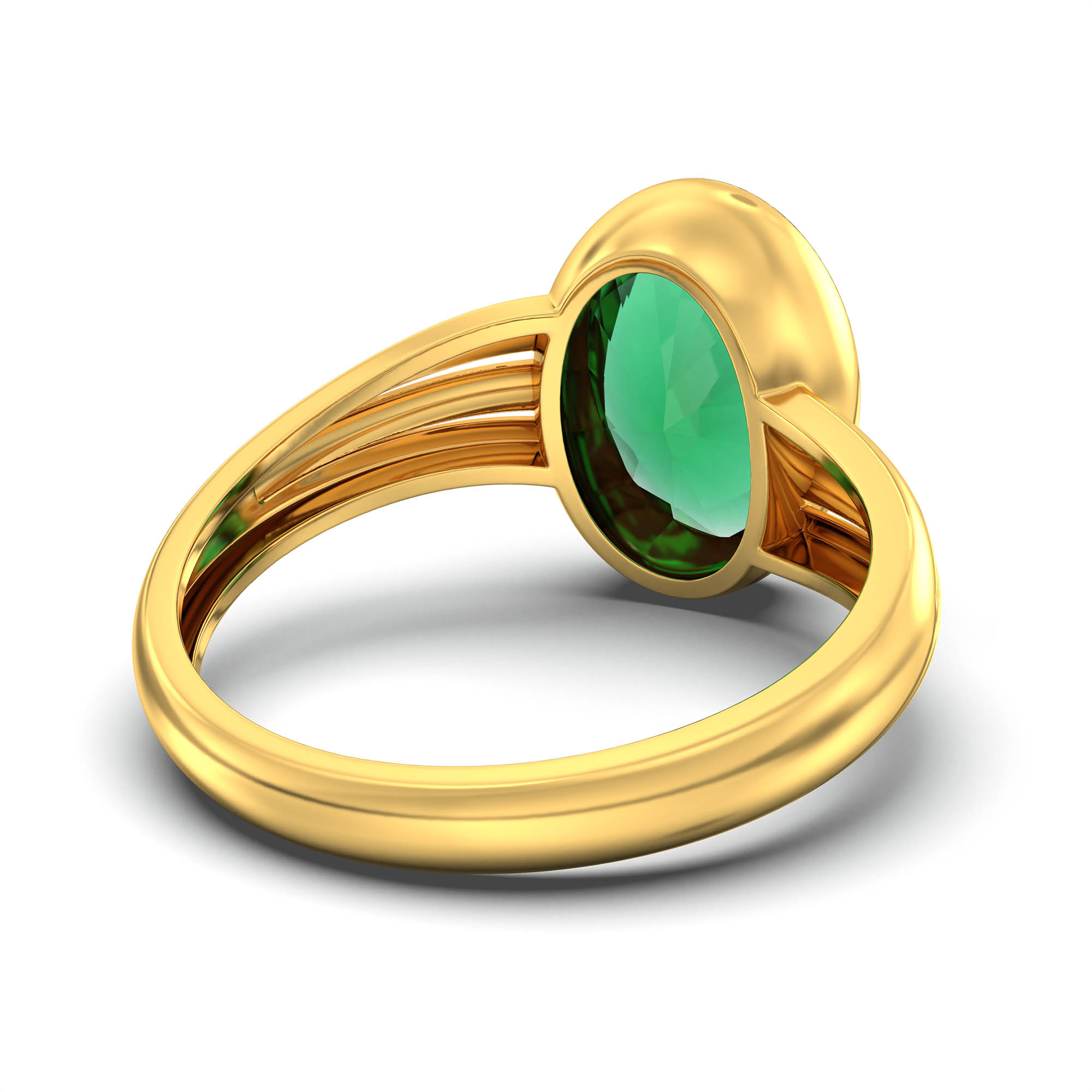 Emerald (Panna) Ring for Women in 22K Yellow Gold – Oval 11x8 mm, Bezel Setting, 4 g (Design K14-10) thumbnail