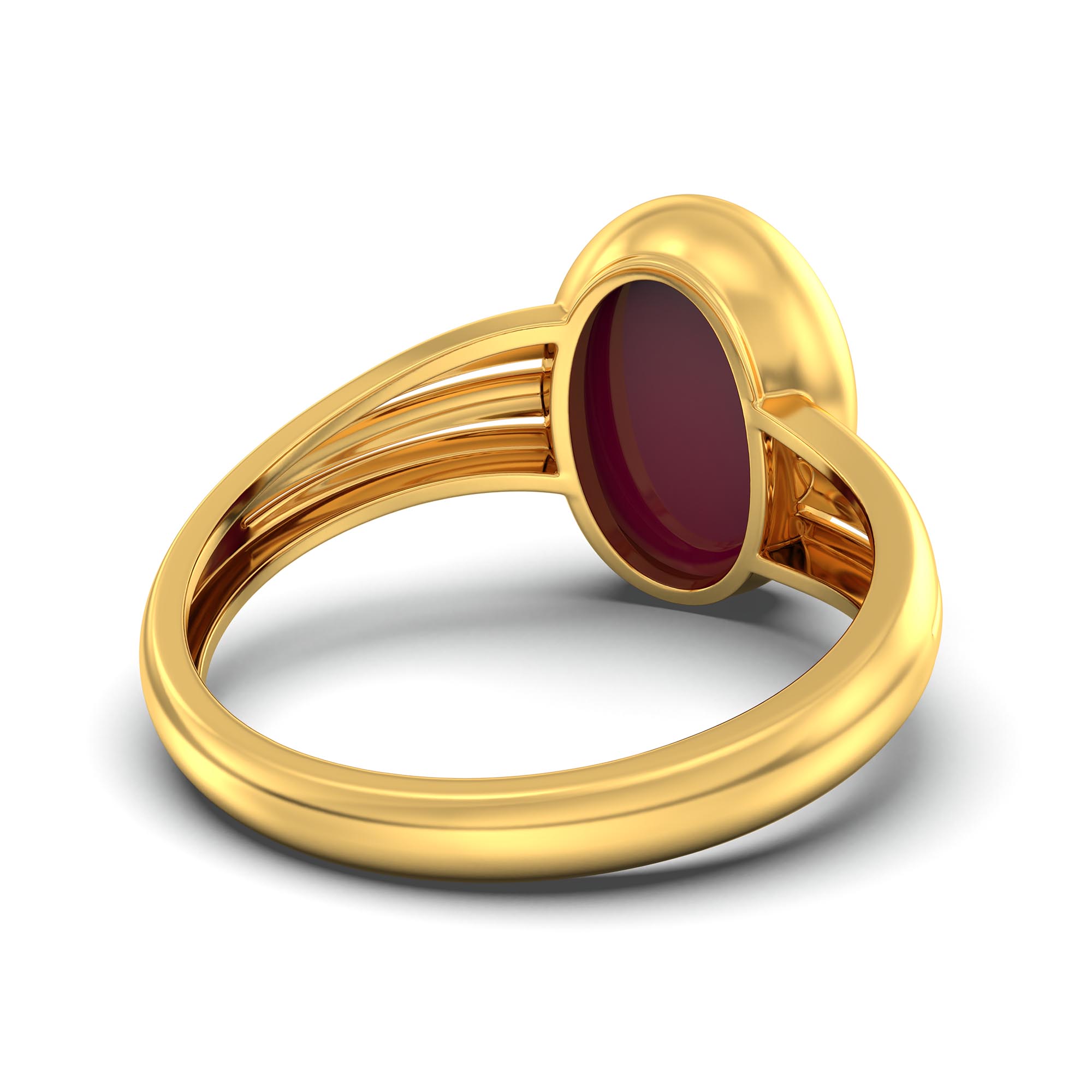 Ruby (Manik) Ring for Women in 22K Yellow Gold – Oval Cabochon 11x8 mm, Bezel Setting, 4 g (Design K14-10) thumbnail