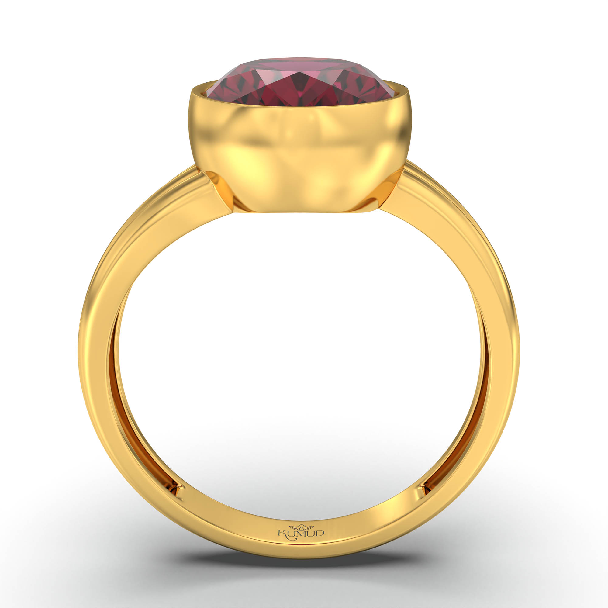 Ruby (Manik) Ring for Women in 22K Yellow Gold – Oval 11x8 mm, Bezel Setting, 4 g (Design K14-10) thumbnail