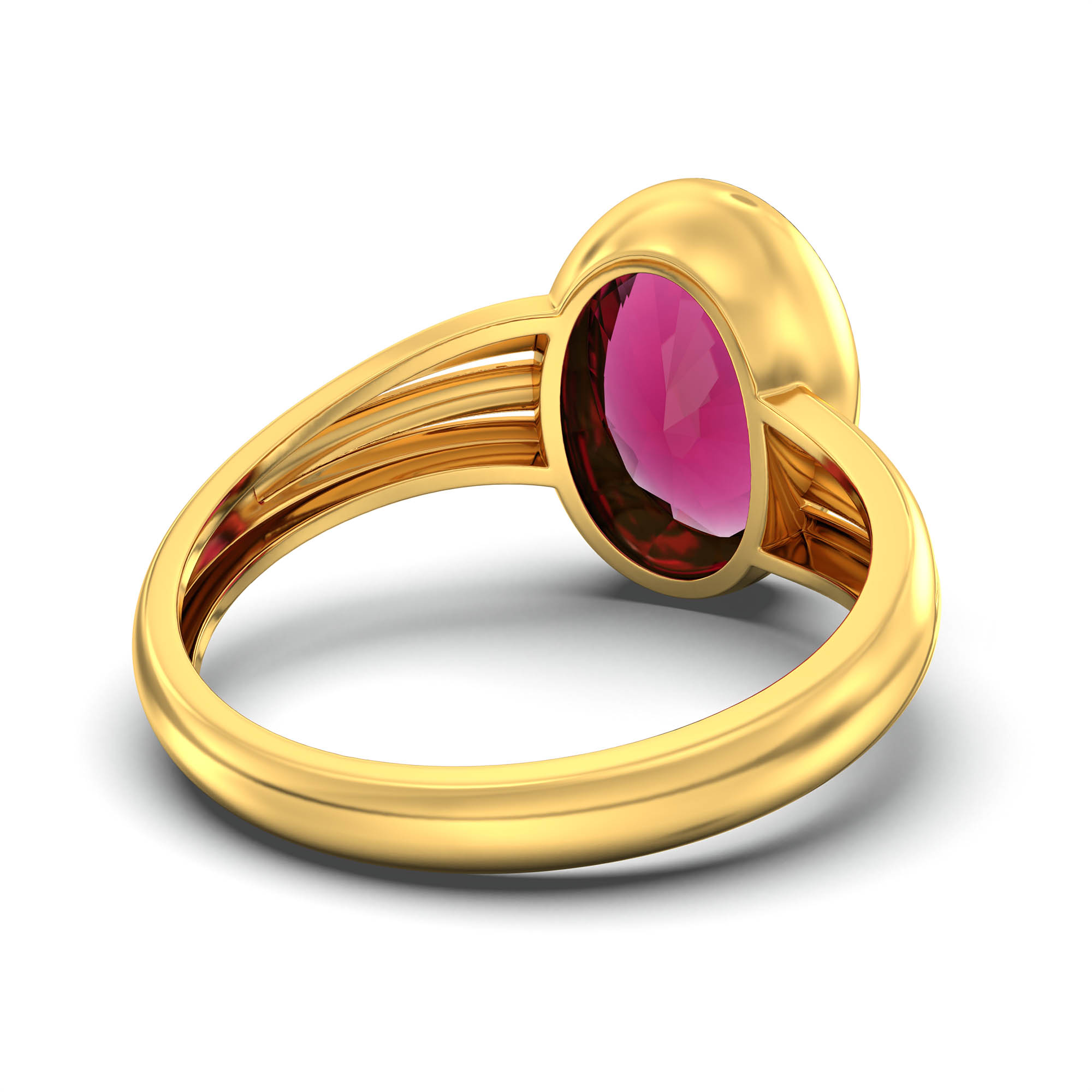 Ruby (Manik) Ring for Women in 22K Yellow Gold – Oval 11x8 mm, Bezel Setting, 4 g (Design K14-10) thumbnail