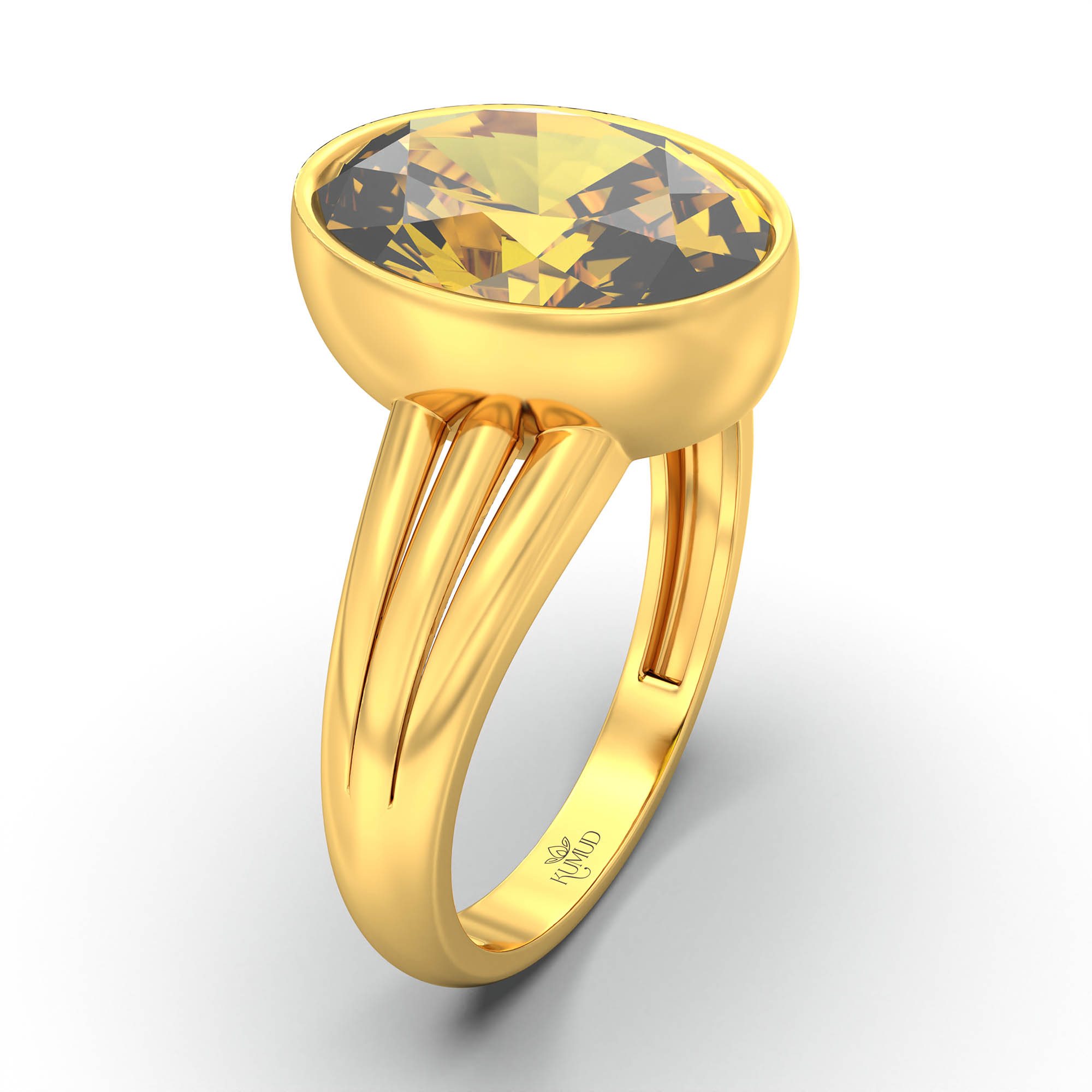 Gemstone ring Oval Cut stone in 22K Yellow Gold thumbnail