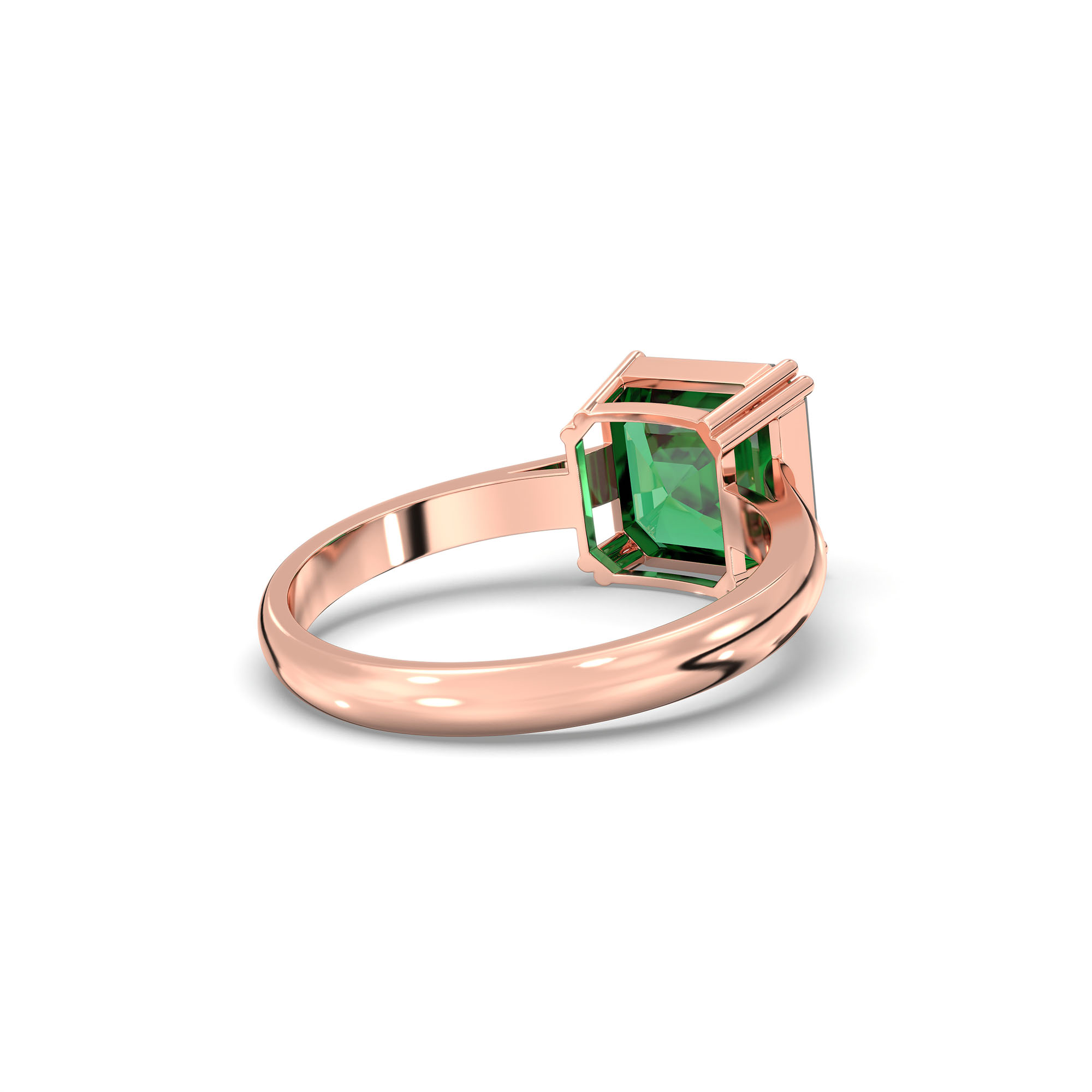 Emerald (Panna) Ring in 18K Rose Gold – Cushion 8 mm, Prong Setting, 4 g (Design K15-1) thumbnail