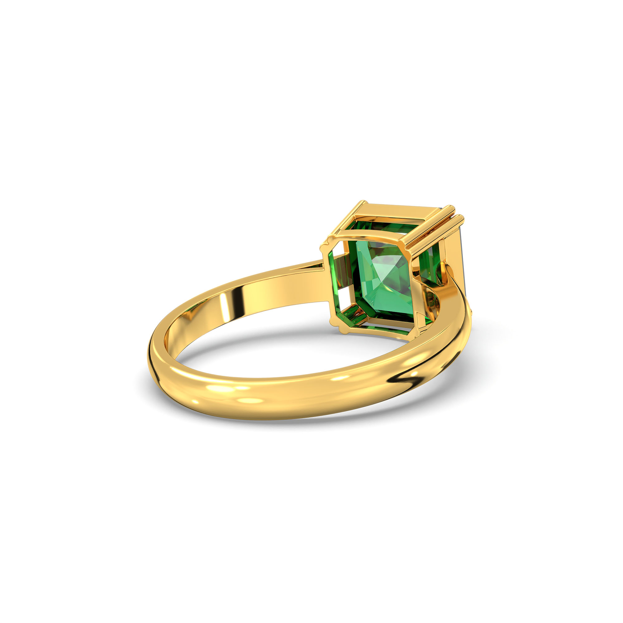 Emerald (Panna) Ring in 22K Yellow Gold – Cushion 8 mm, Prong Setting, 4 g (Design K15-1) thumbnail