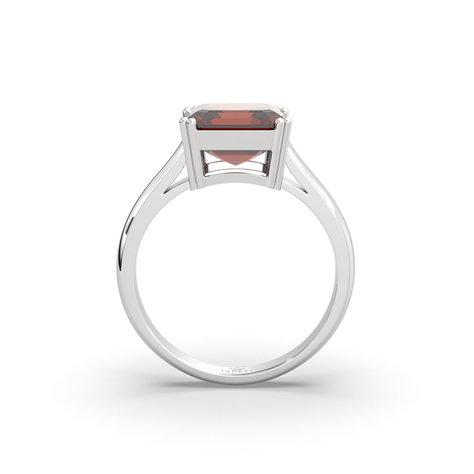 Hessonite (Gomed) Ring in 925 Sterling Silver – Cushion 8 mm, Prong Setting, 4 g (Design K15-1) thumbnail