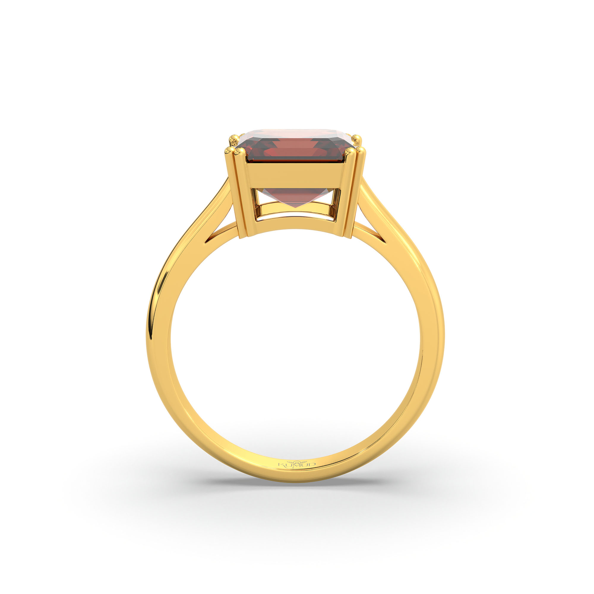 Hessonite (Gomed) Ring in 22K Yellow Gold – Cushion 8 mm, Prong Setting, 4 g (Design K15-1) thumbnail