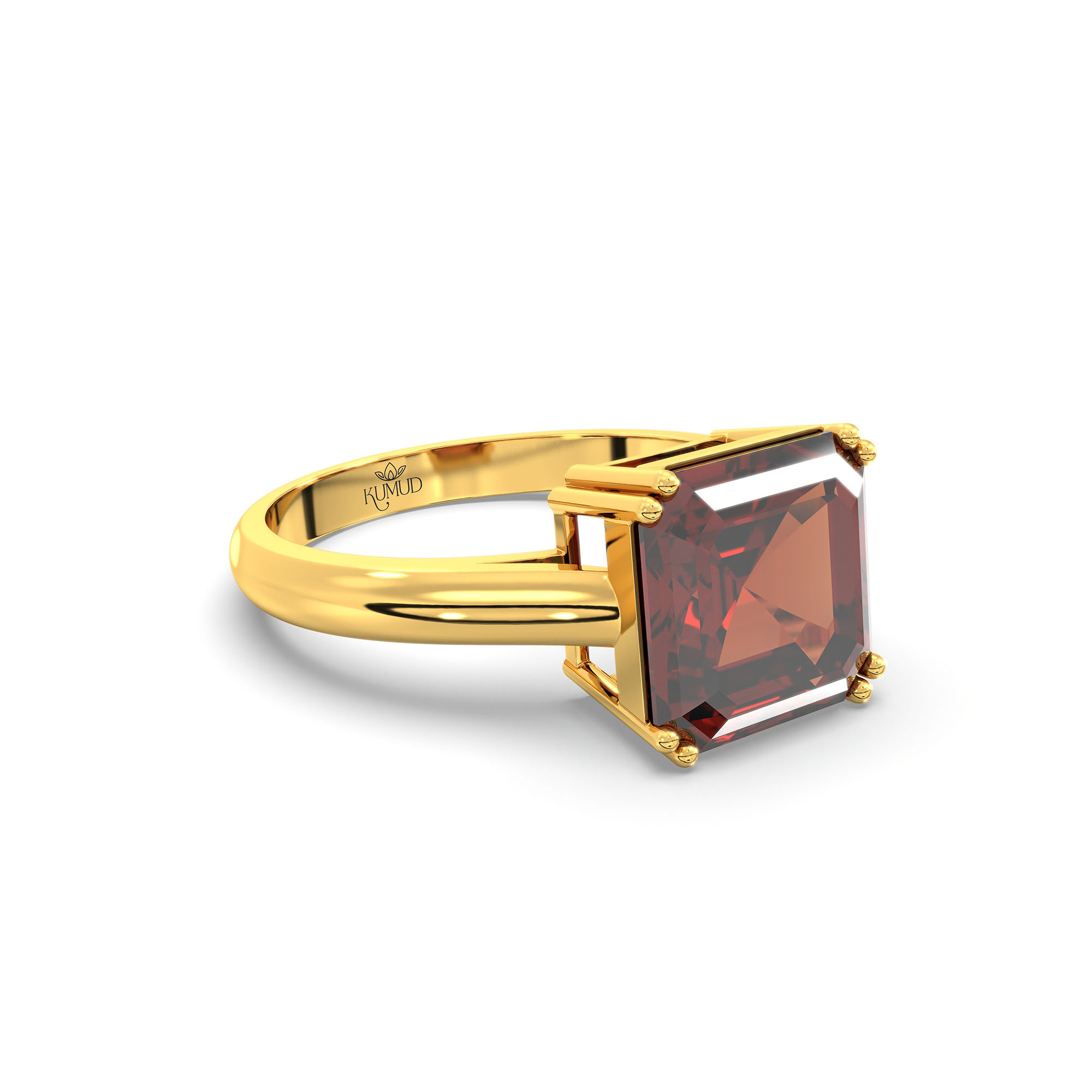 Hessonite (Gomed) Ring in 22K Yellow Gold – Cushion 8 mm, Prong Setting, 4 g (Design K15-1) thumbnail