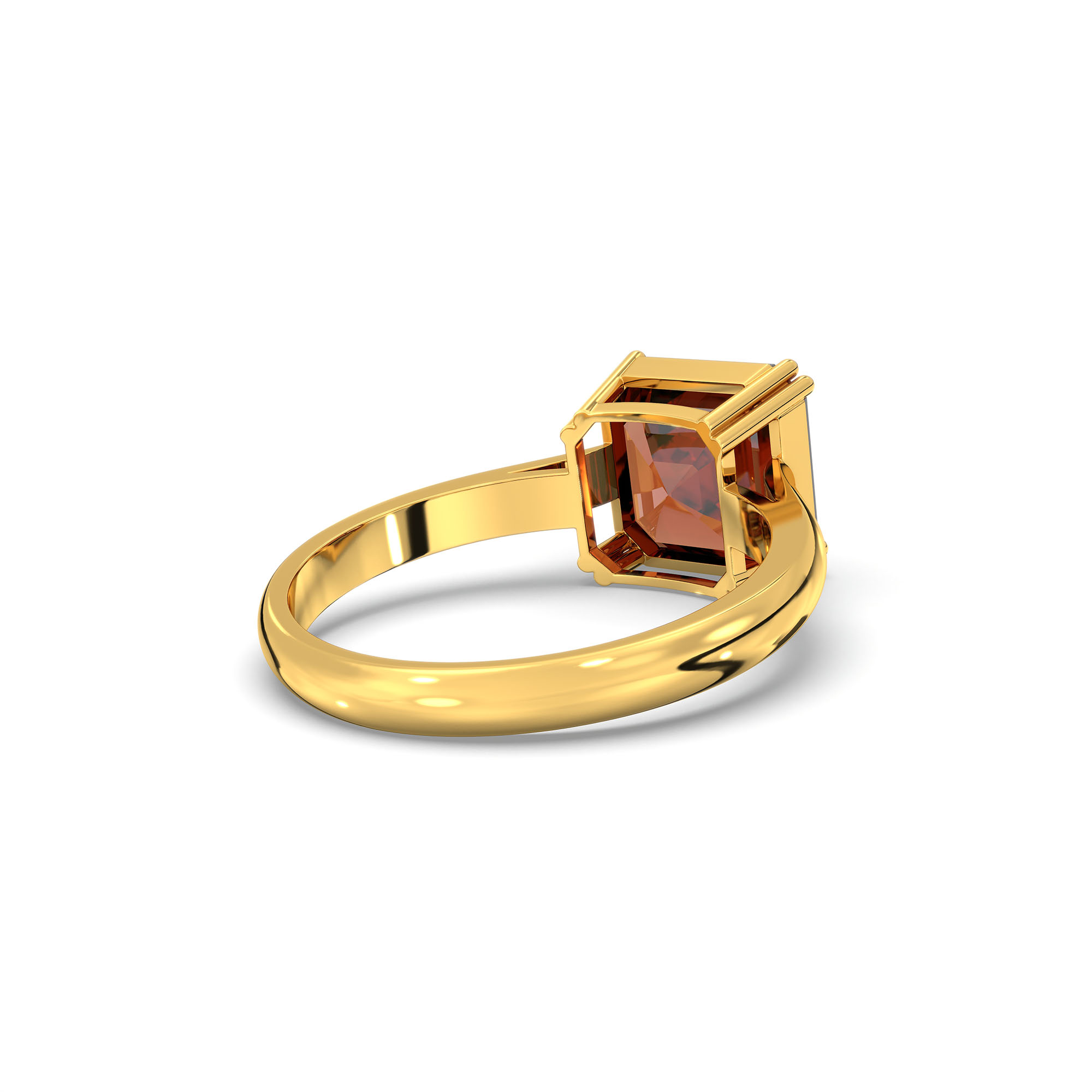 Hessonite (Gomed) Ring in 22K Yellow Gold – Cushion 8 mm, Prong Setting, 4 g (Design K15-1) thumbnail