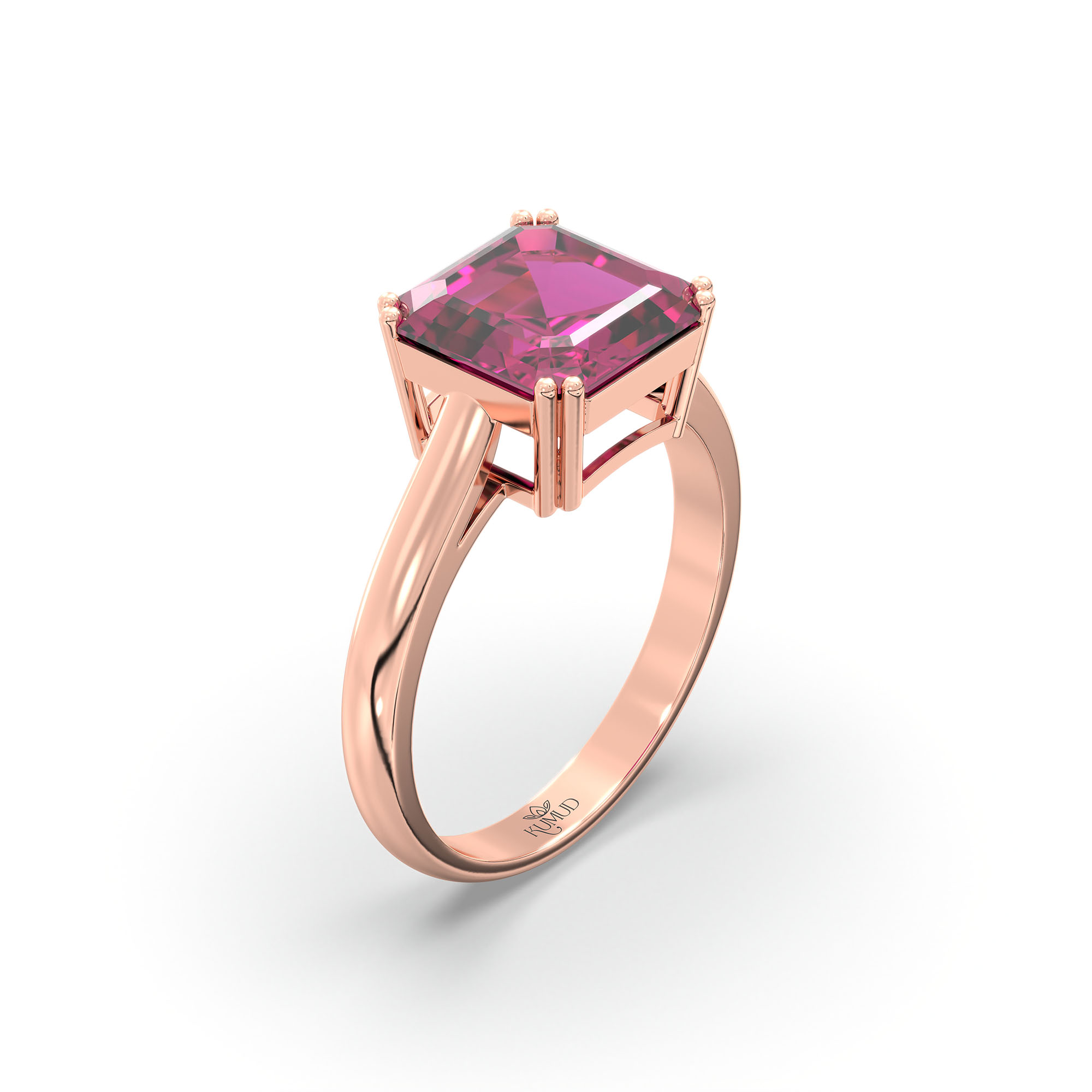 Ruby (Manik) Ring in 18K Rose Gold – Cushion 8 mm, Prong Setting, 4 g (Design K15-1) thumbnail