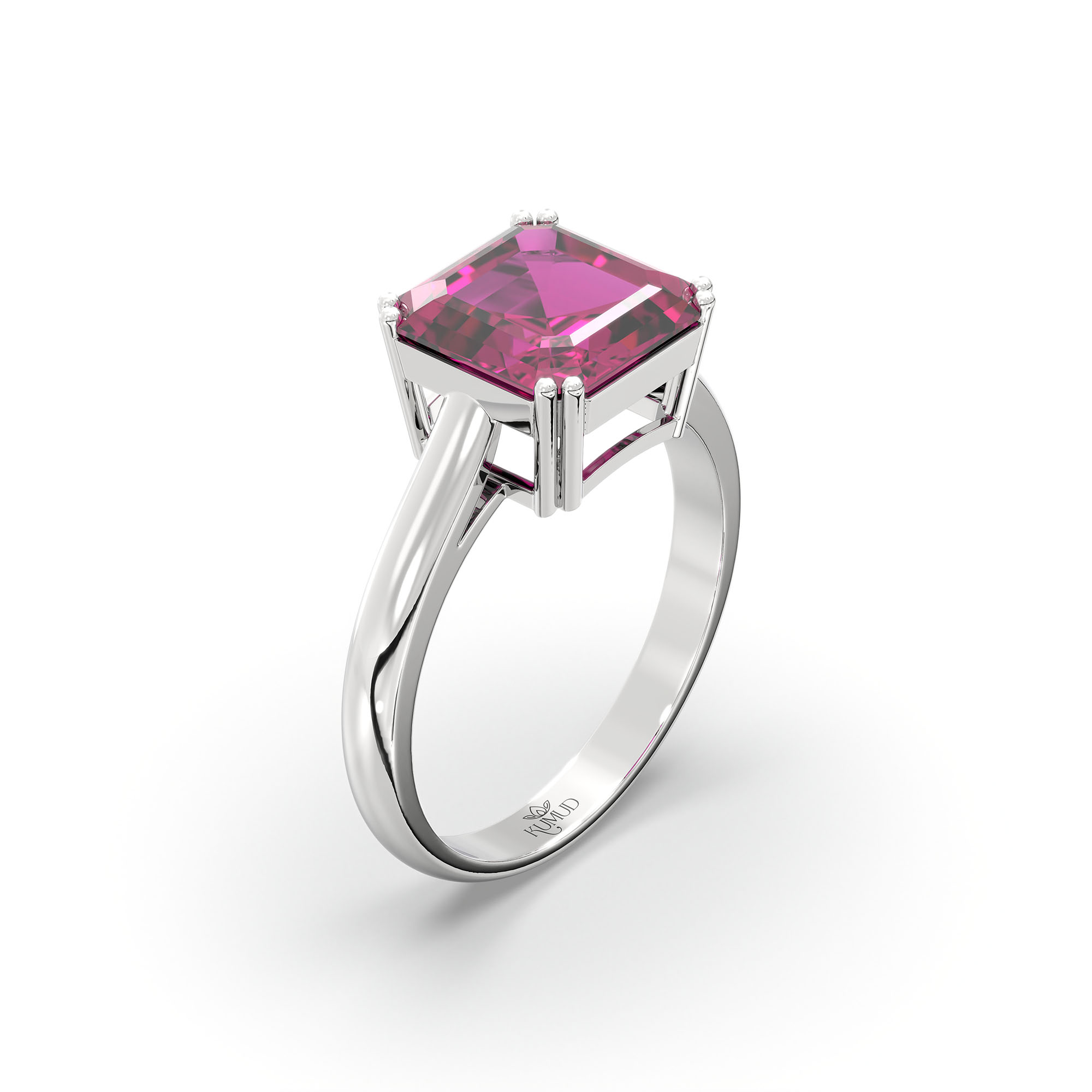 Ruby (Manik) Ring in 925 Sterling Silver – Cushion 8 mm, Prong Setting, 4 g (Design K15-1) thumbnail