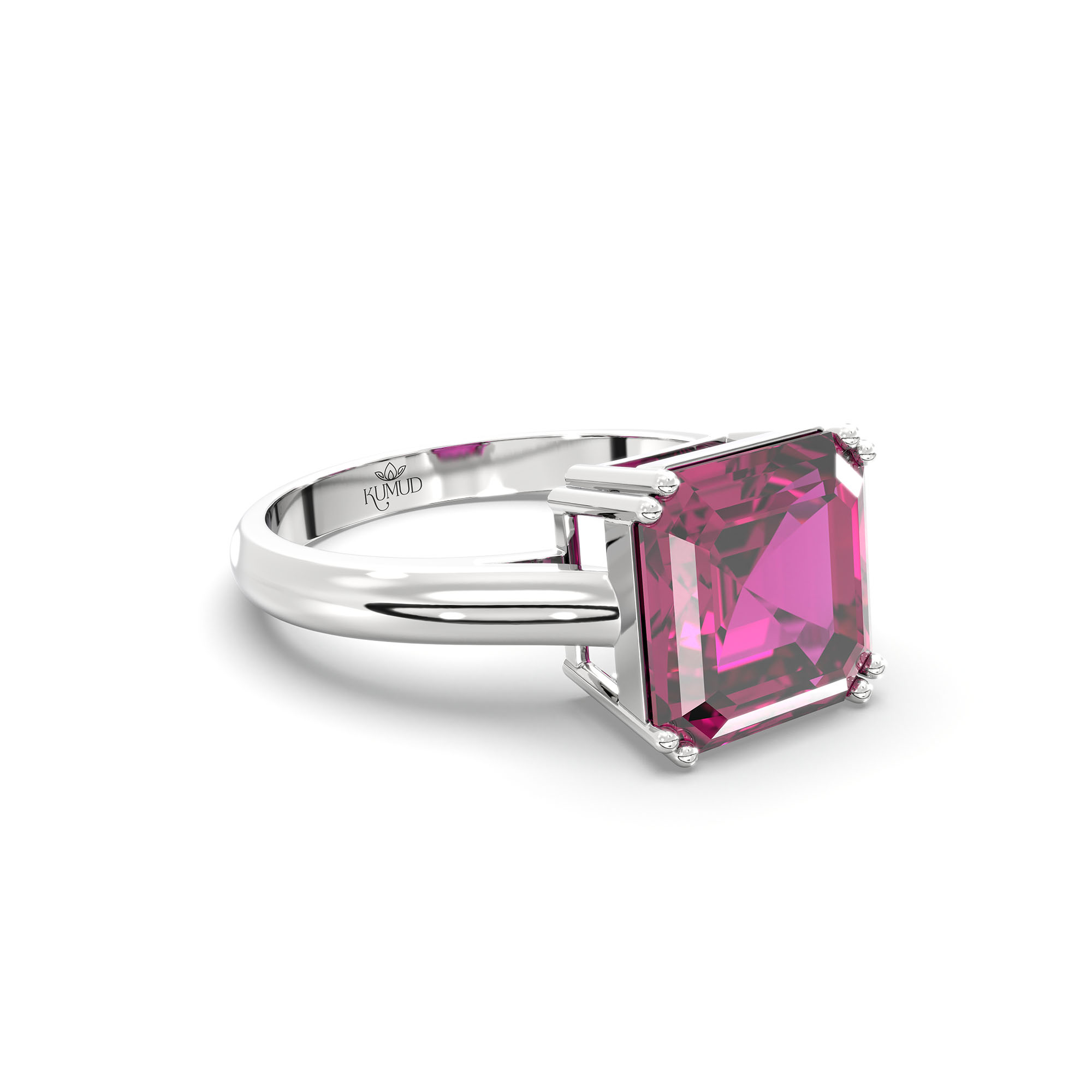 Ruby (Manik) Ring in 18K White Gold – Cushion 8 mm, Prong Setting, 4 g (Design K15-1) thumbnail