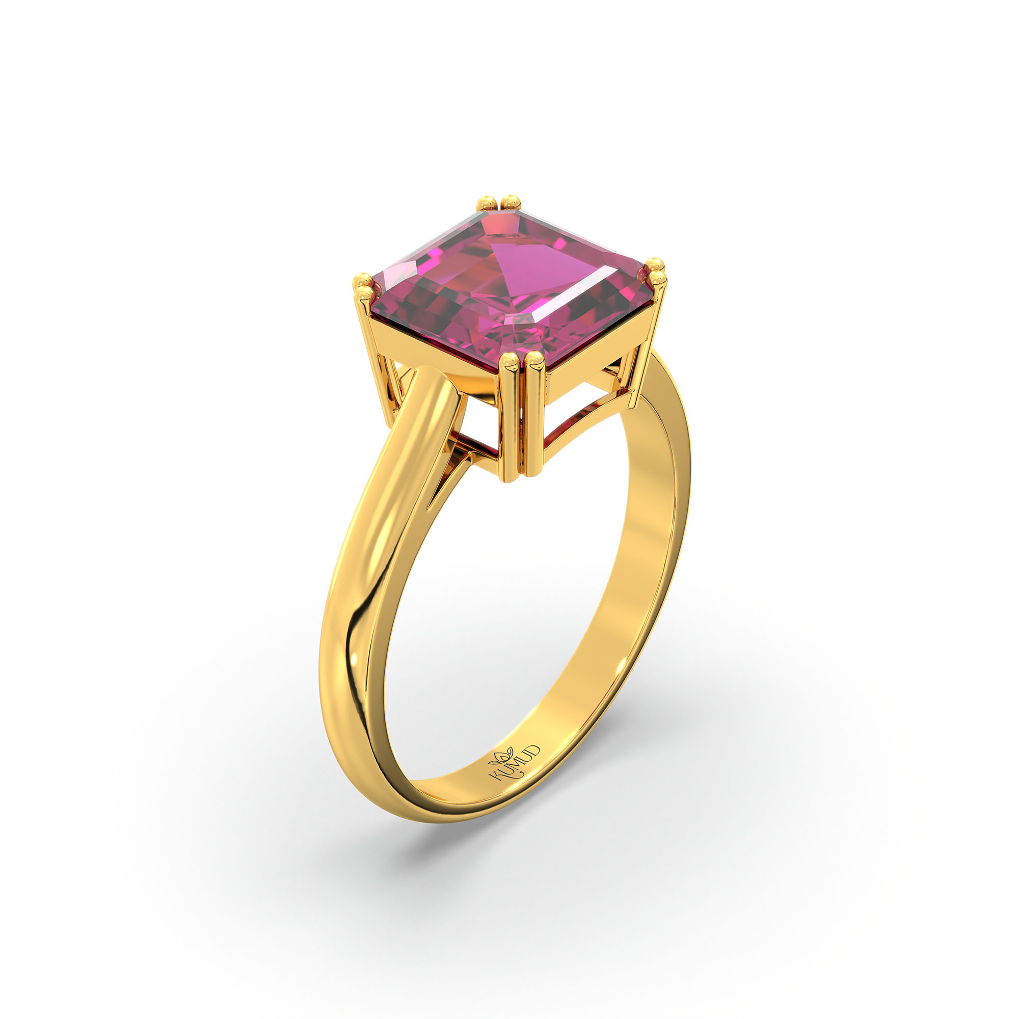 Ruby (Manik) Ring in 22K Yellow Gold – Cushion 8 mm, Prong Setting, 4 g (Design K15-1) thumbnail