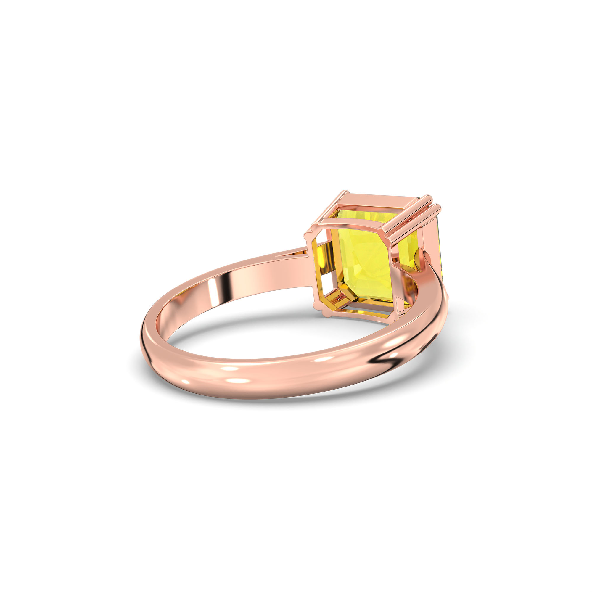 Yellow Sapphire (Pukhraj) Ring in 18K Rose Gold – Cushion 8 mm, Prong Setting, 4 g (Design K15-1) thumbnail