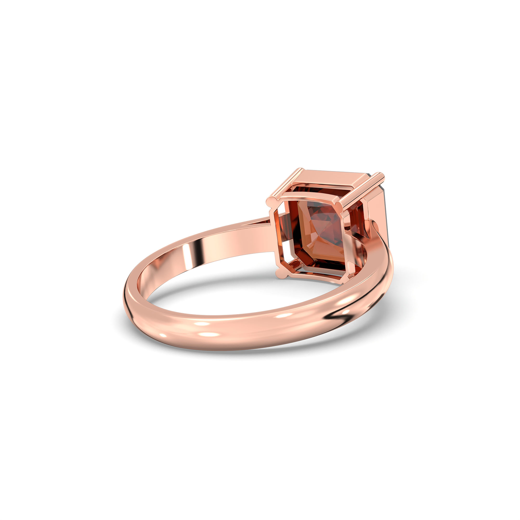 Hessonite (Gomed) Ring in 18K Rose Gold – Cushion 8 mm, Prong Setting, 4 g (Design K15-2) thumbnail