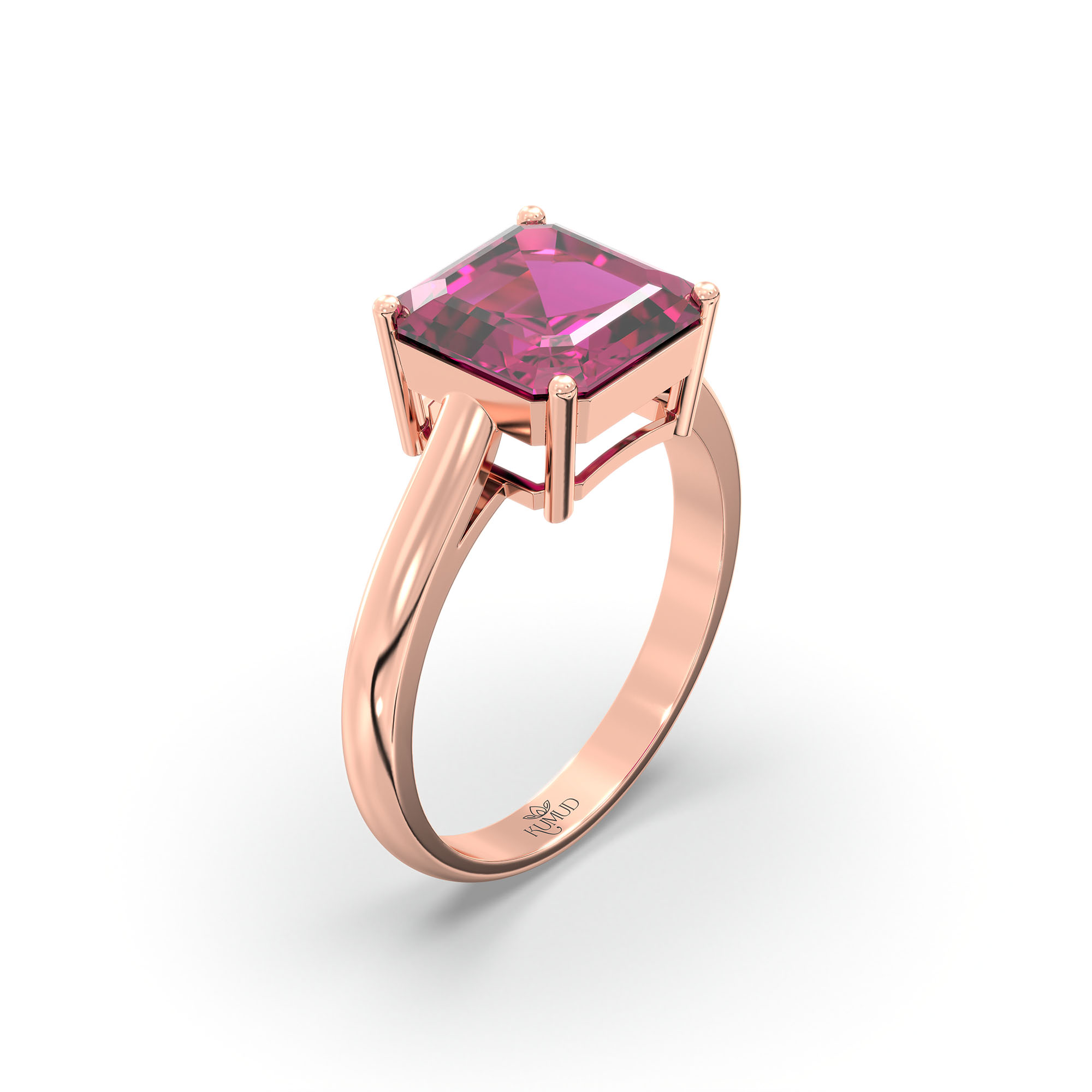 Ruby (Manik) Ring in 18K Rose Gold – Cushion 8 mm, Prong Setting, 4 g (Design K15-2) thumbnail
