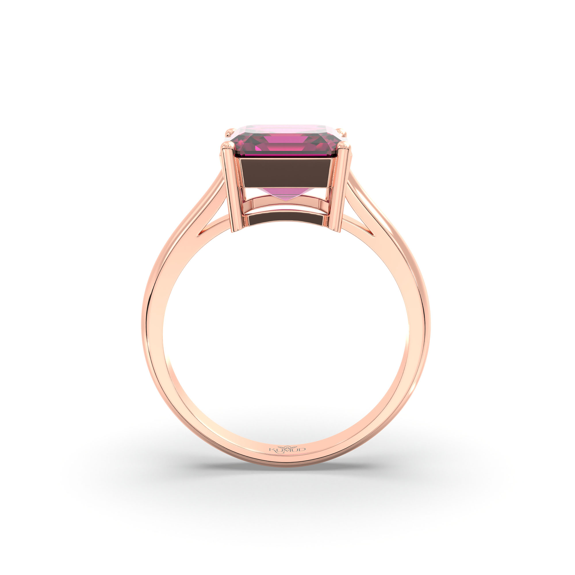 Ruby (Manik) Ring in 18K Rose Gold – Cushion 8 mm, Prong Setting, 4 g (Design K15-2) thumbnail