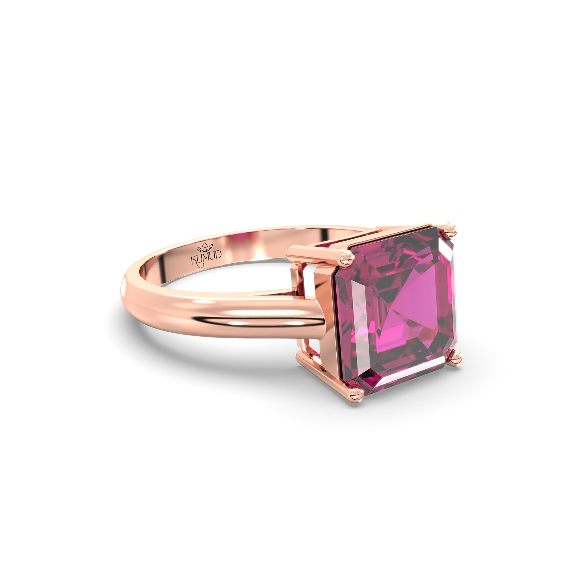 Ruby (Manik) Ring in 18K Rose Gold – Cushion 8 mm, Prong Setting, 4 g (Design K15-2) thumbnail