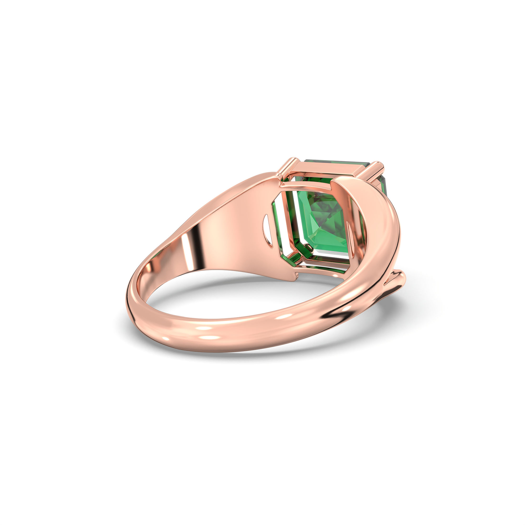 Emerald (Panna) Ring in 18K Rose Gold – Cushion 8 mm, Prong Setting, 6 g (Design K15-3) thumbnail