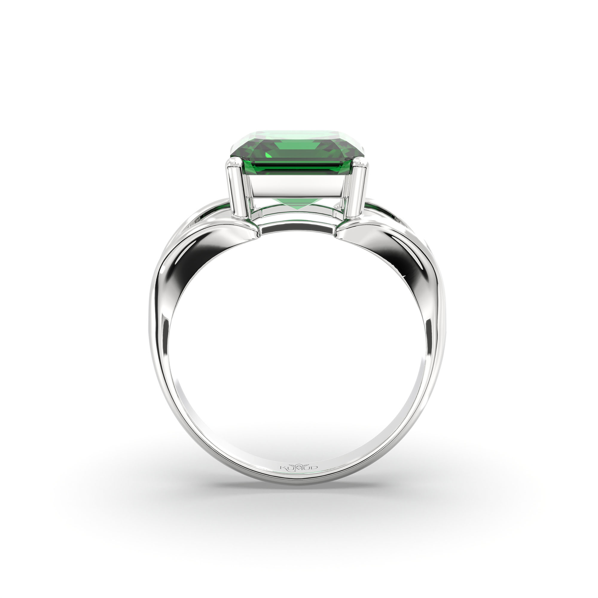 Emerald (Panna) Ring in 925 Sterling Silver – Cushion 8 mm, Prong Setting, 6 g (Design K15-3) thumbnail