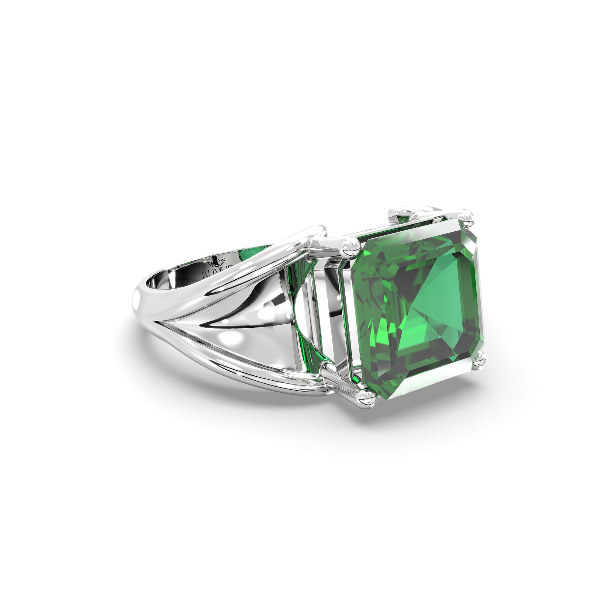 Emerald (Panna) Ring in 925 Sterling Silver – Cushion 8 mm, Prong Setting, 6 g (Design K15-3) thumbnail