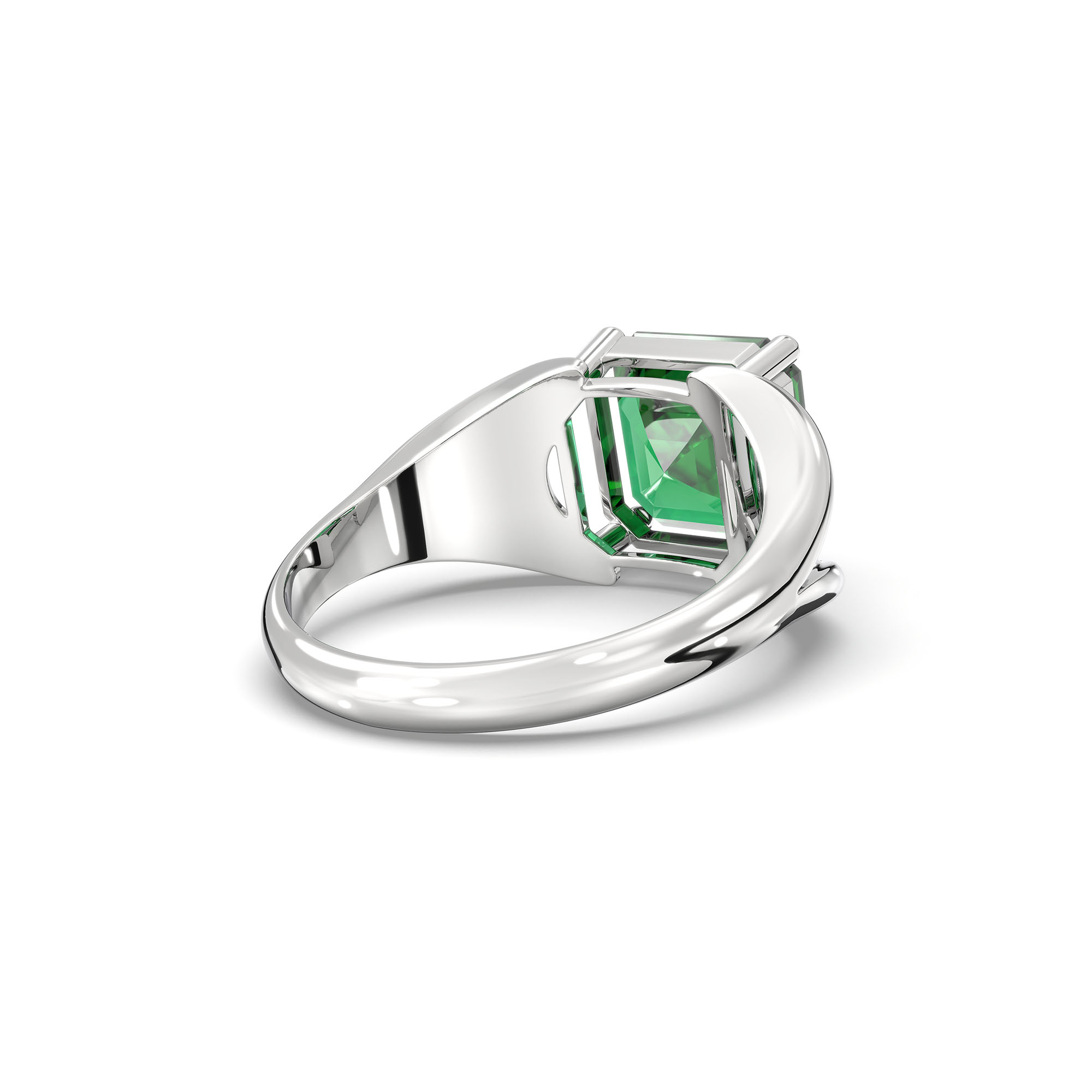 Emerald (Panna) Ring in 925 Sterling Silver – Cushion 8 mm, Prong Setting, 6 g (Design K15-3) thumbnail