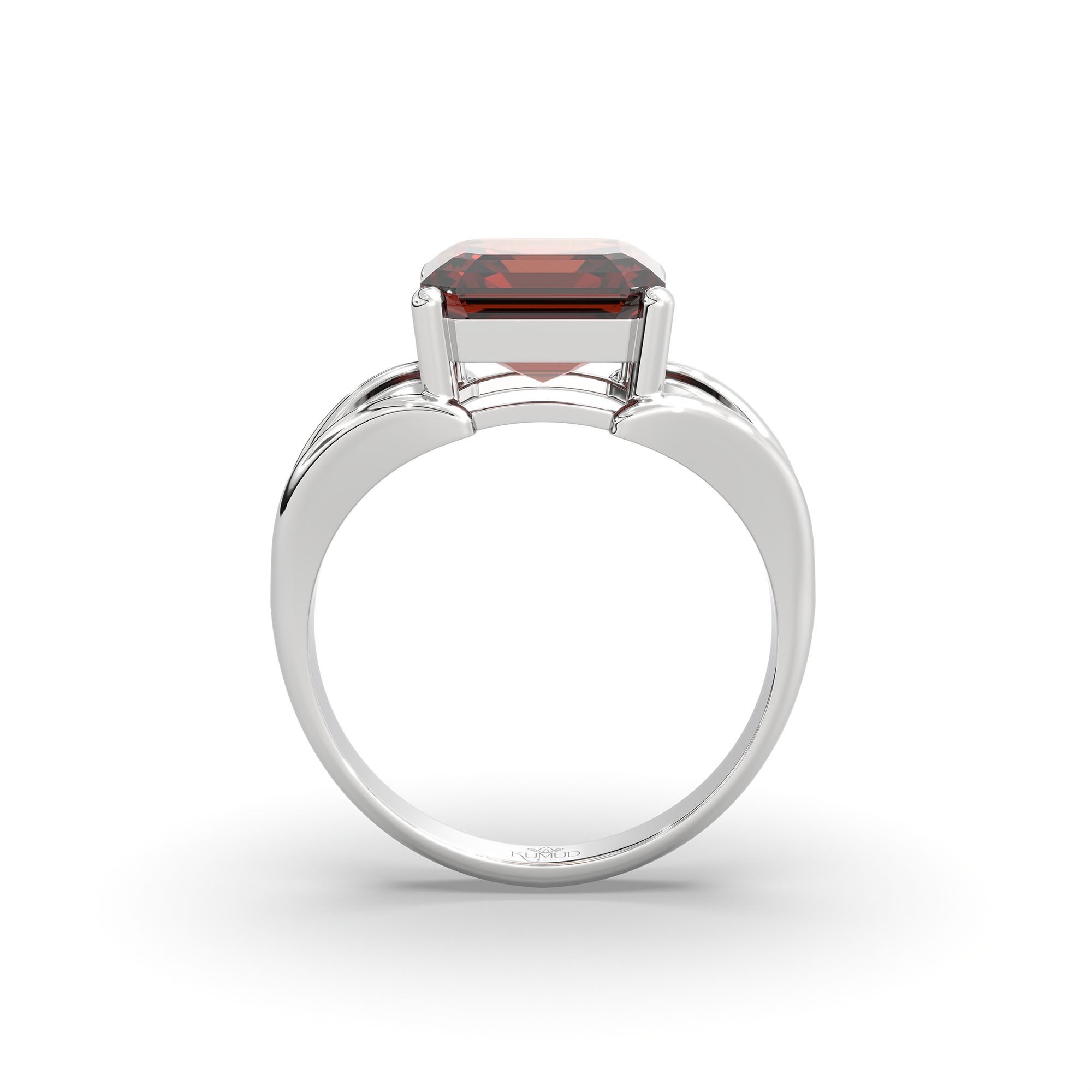 Hessonite (Gomed) Ring in 925 Sterling Silver – Cushion 8 mm, Prong Setting, 6 g (Design K15-3) thumbnail