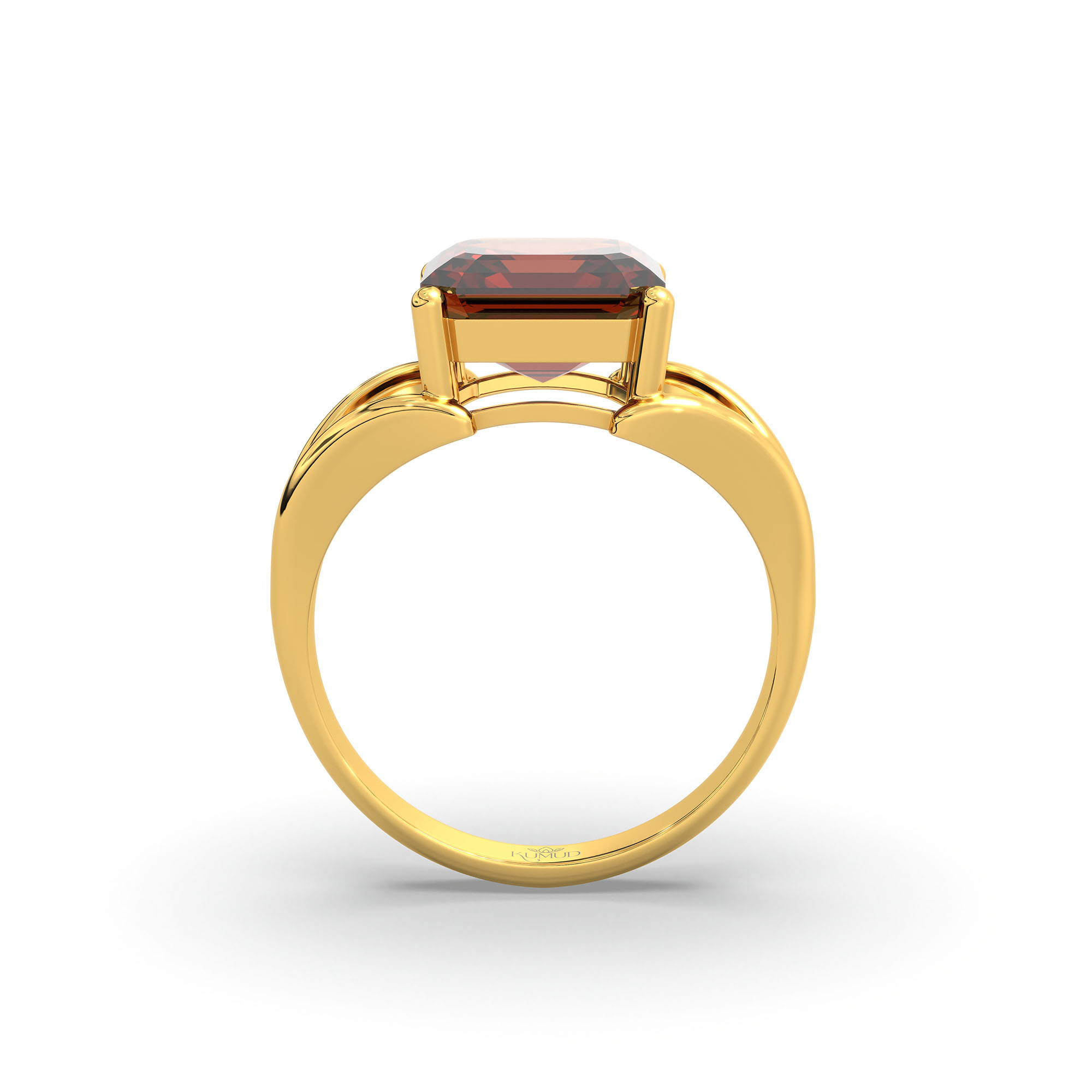 Hessonite (Gomed) Ring in 22K Yellow Gold – Cushion 8 mm, Prong Setting, 6 g (Design K15-3) thumbnail