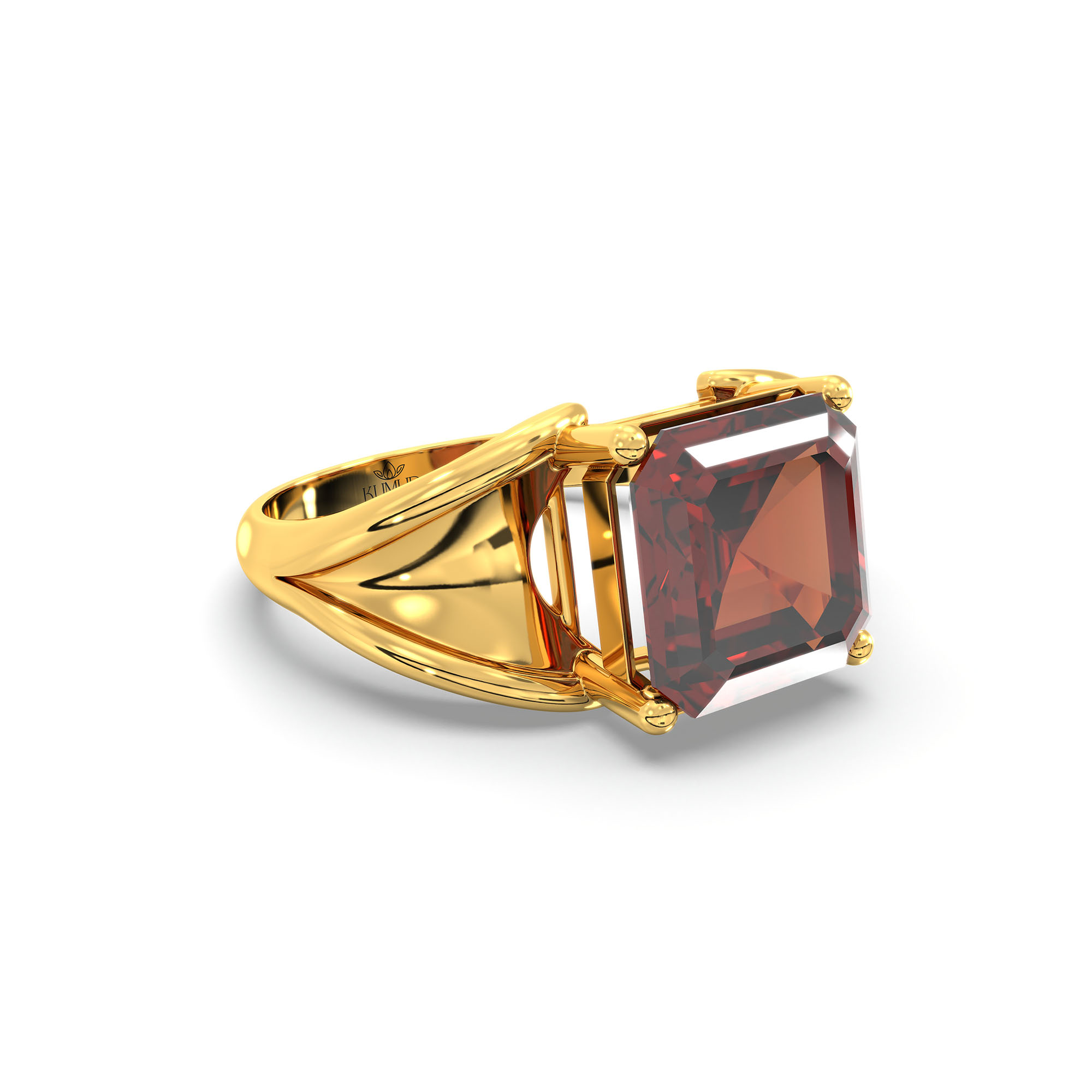 Hessonite (Gomed) Ring in 22K Yellow Gold – Cushion 8 mm, Prong Setting, 6 g (Design K15-3) thumbnail