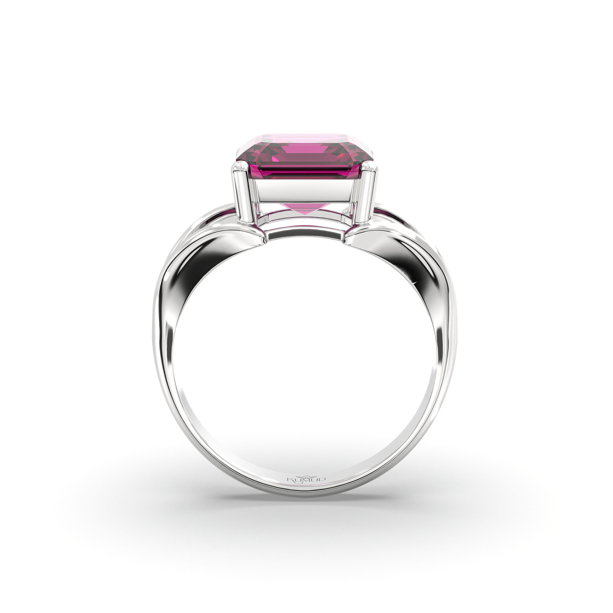Ruby (Manik) Ring in 18K White Gold – Cushion 8 mm, Prong Setting, 6 g (Design K15-3) thumbnail