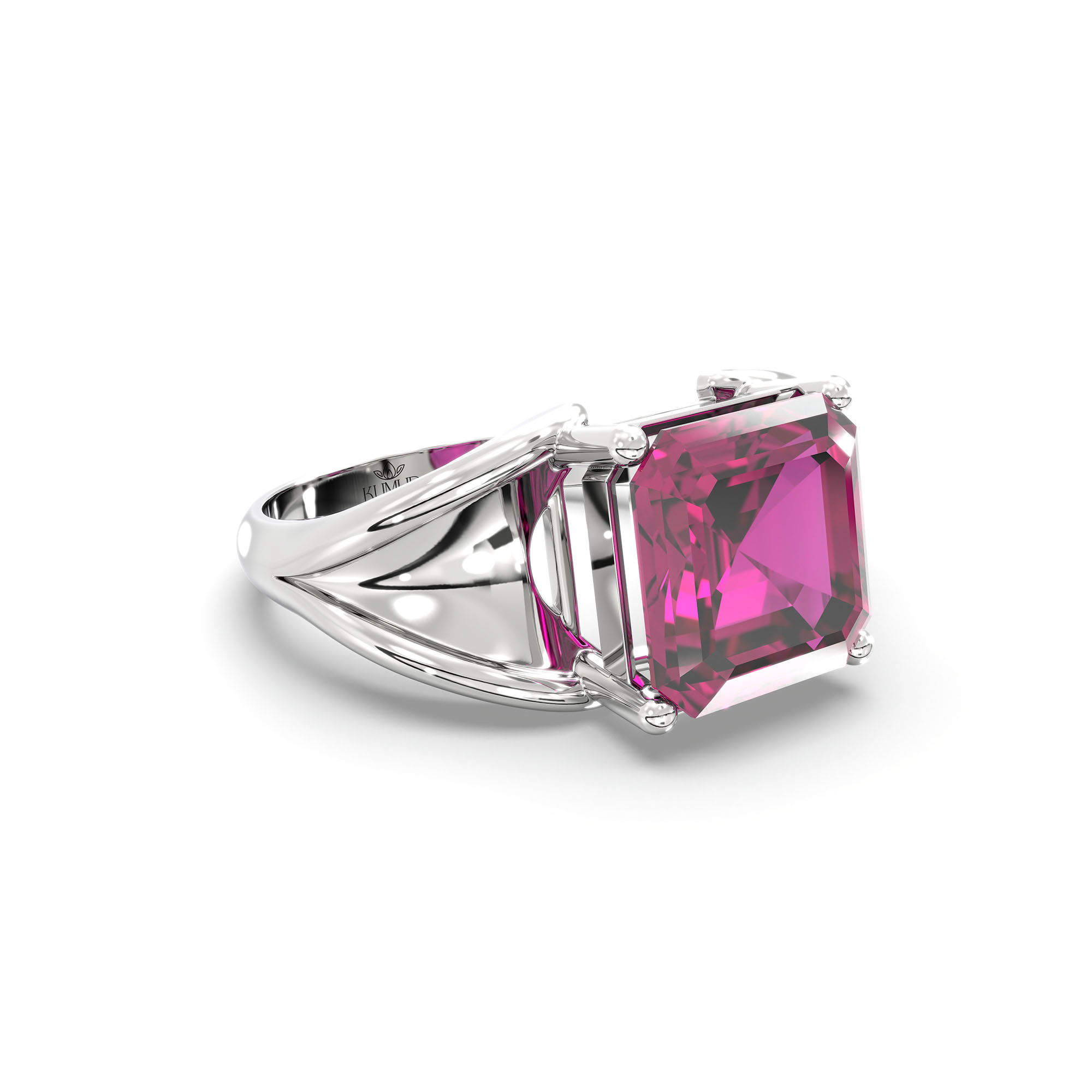 Ruby (Manik) Ring in 18K White Gold – Cushion 8 mm, Prong Setting, 6 g (Design K15-3) thumbnail