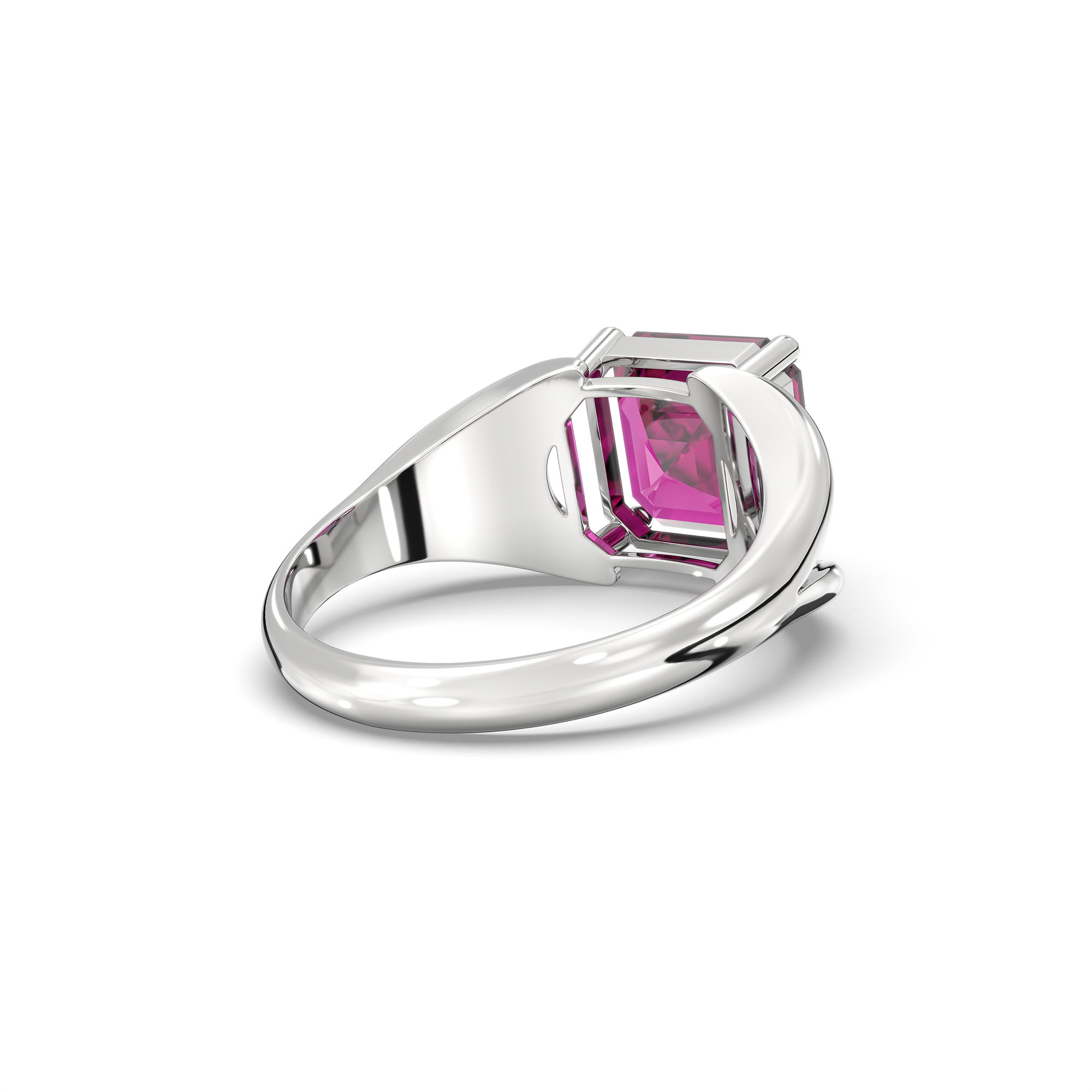 Ruby (Manik) Ring in 18K White Gold – Cushion 8 mm, Prong Setting, 6 g (Design K15-3) thumbnail