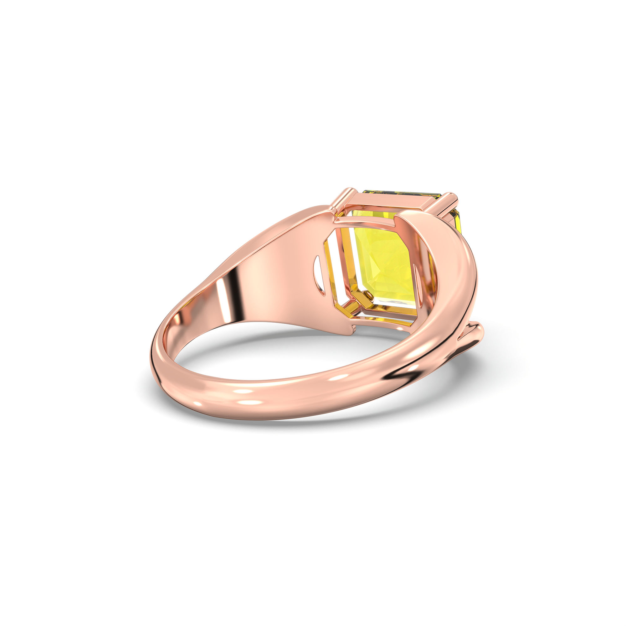 Yellow Sapphire (Pukhraj) Ring in 18K Rose Gold – Cushion 8 mm, Prong Setting, 6 g (Design K15-3) thumbnail