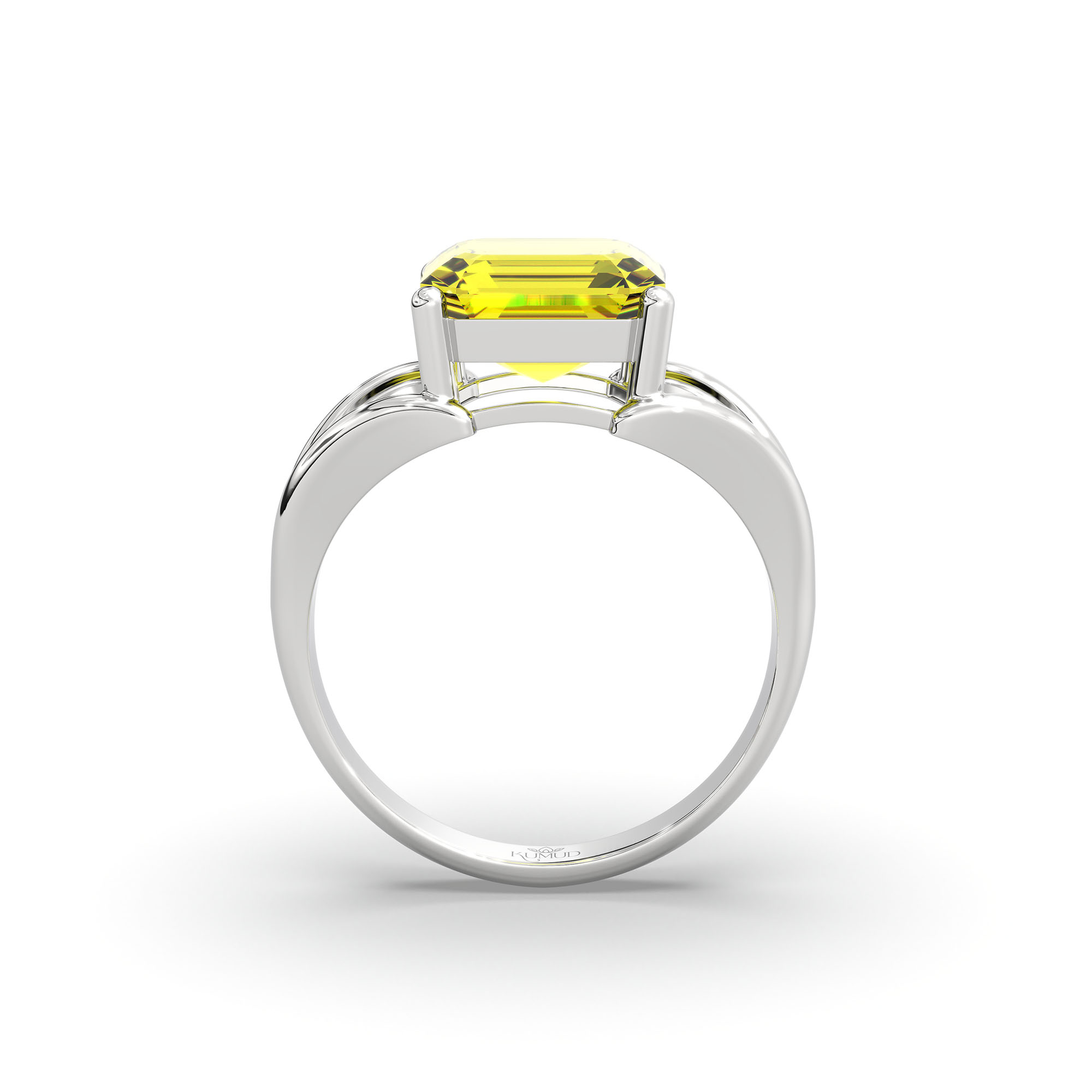 Yellow Sapphire (Pukhraj) Ring in 925 Sterling Silver – Cushion 8 mm, Prong Setting, 6 g (Design K15-3) thumbnail