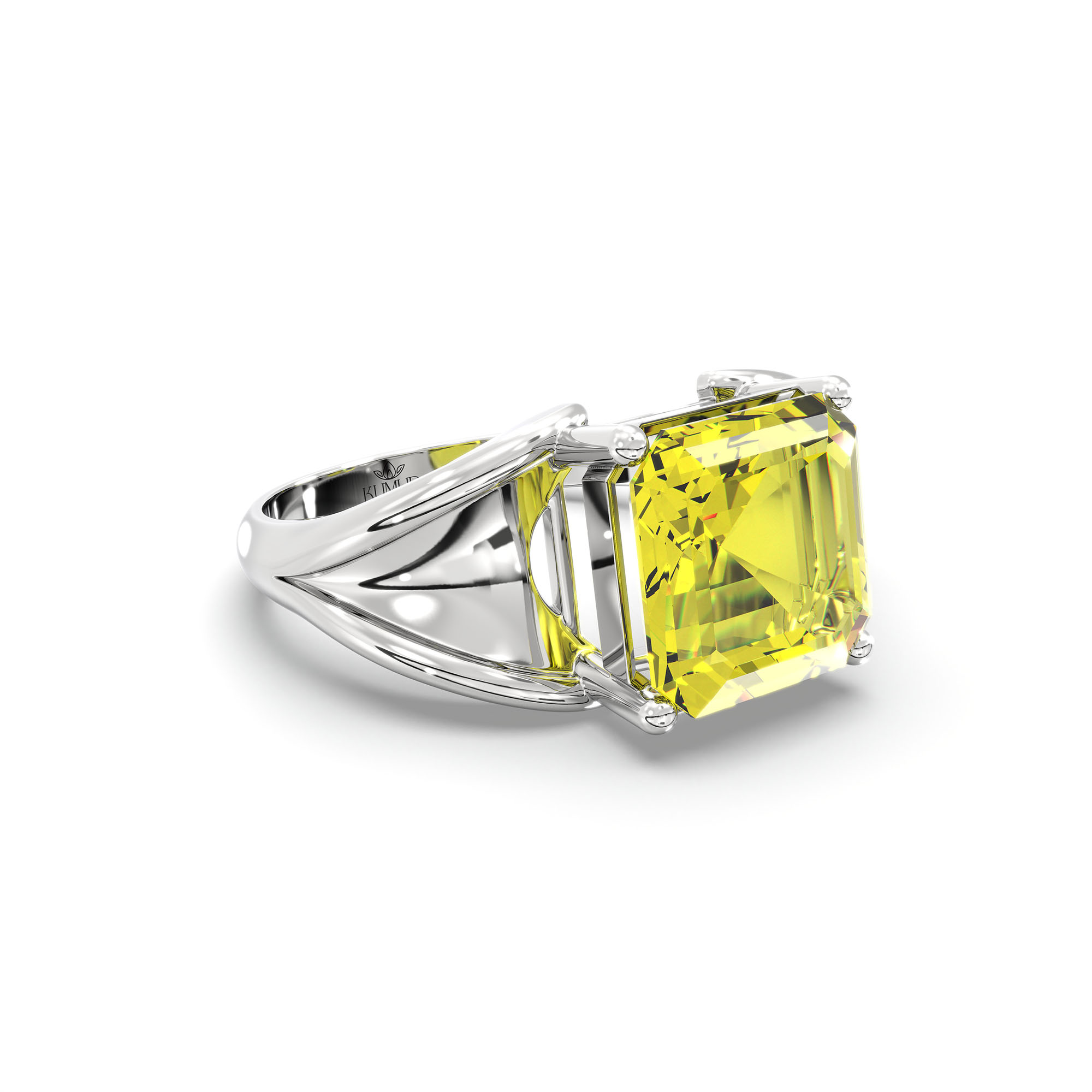 Yellow Sapphire (Pukhraj) Ring in 925 Sterling Silver – Cushion 8 mm, Prong Setting, 6 g (Design K15-3) thumbnail